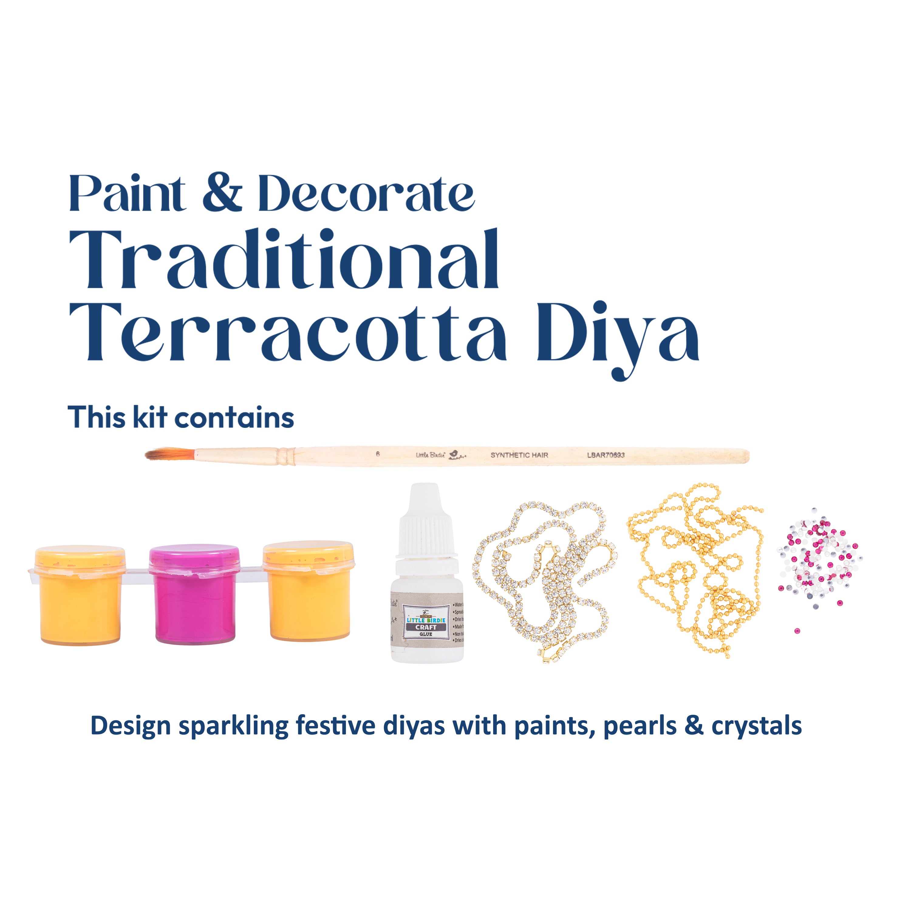DIY Paint & Decorate Traditional Terracotta Diya 1Kit