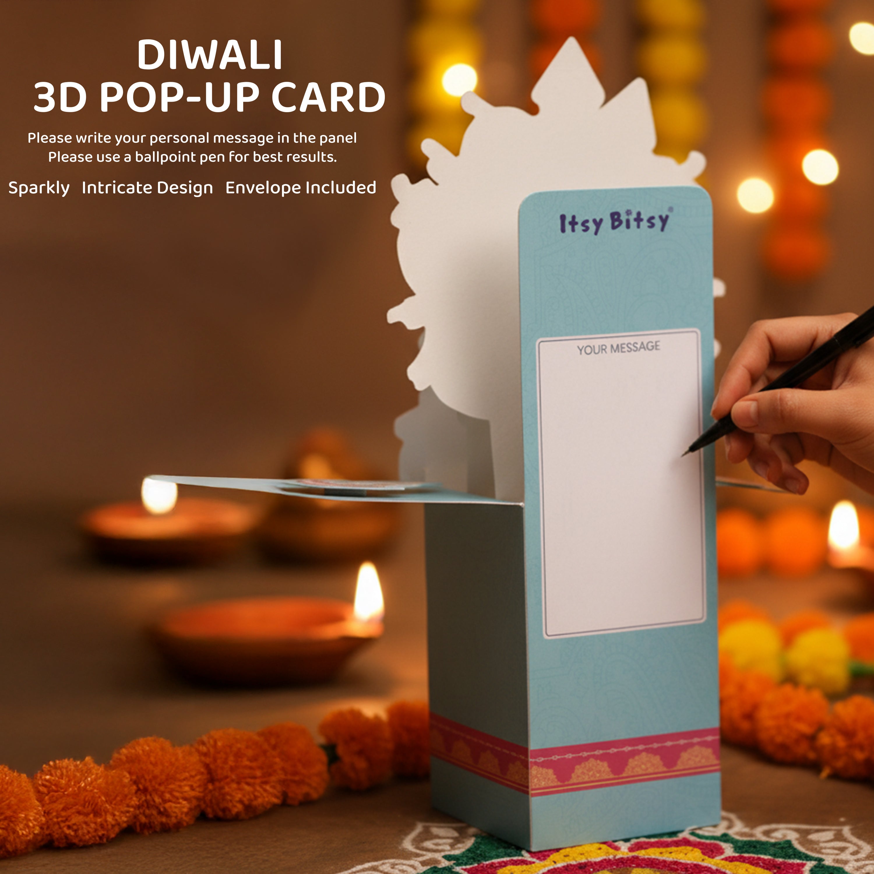 Diwali 3D Pop Up Card and Envelope 1Pcs