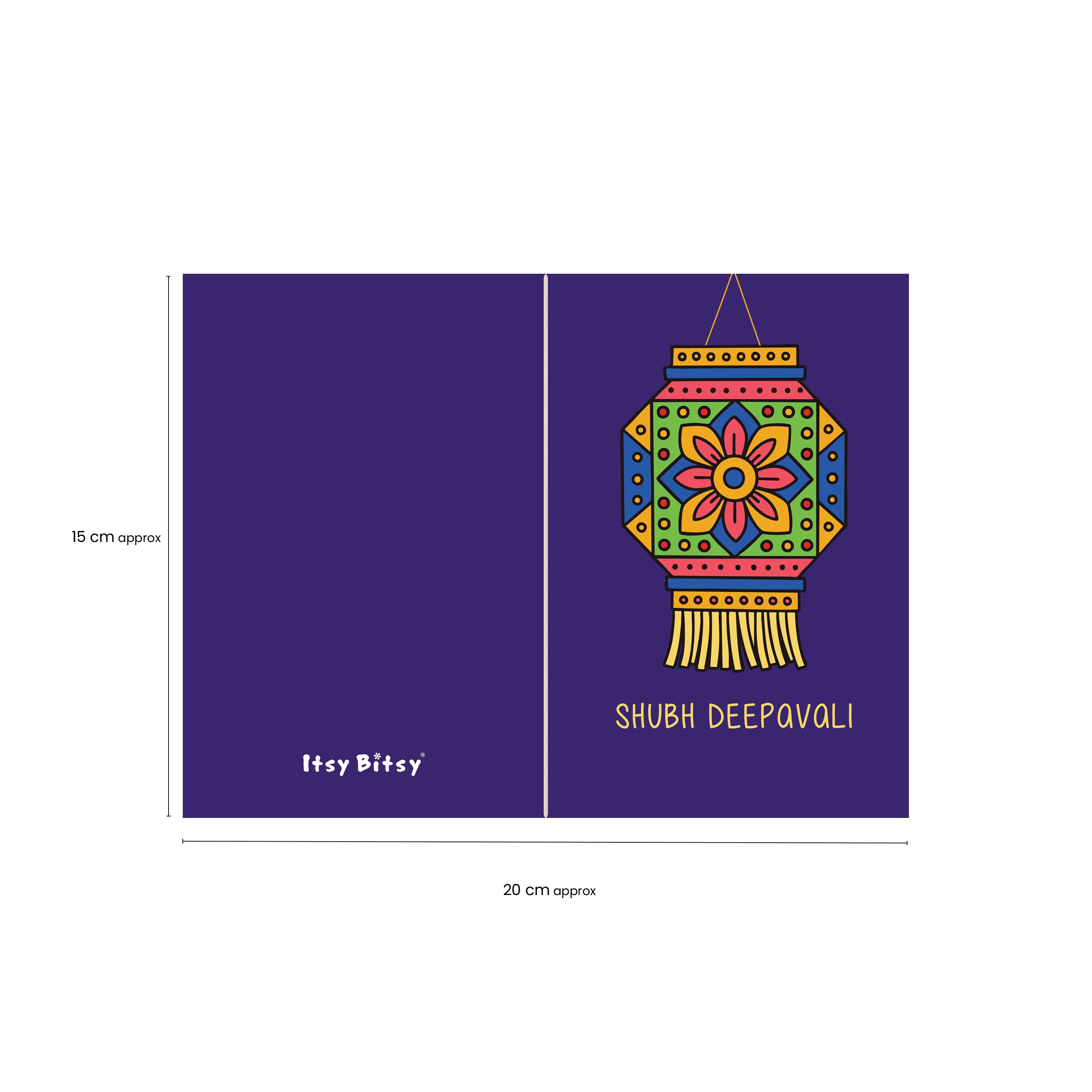 Diwali Greeting Card & Envelope Happy Diwali 4 x 6 inch 2pc