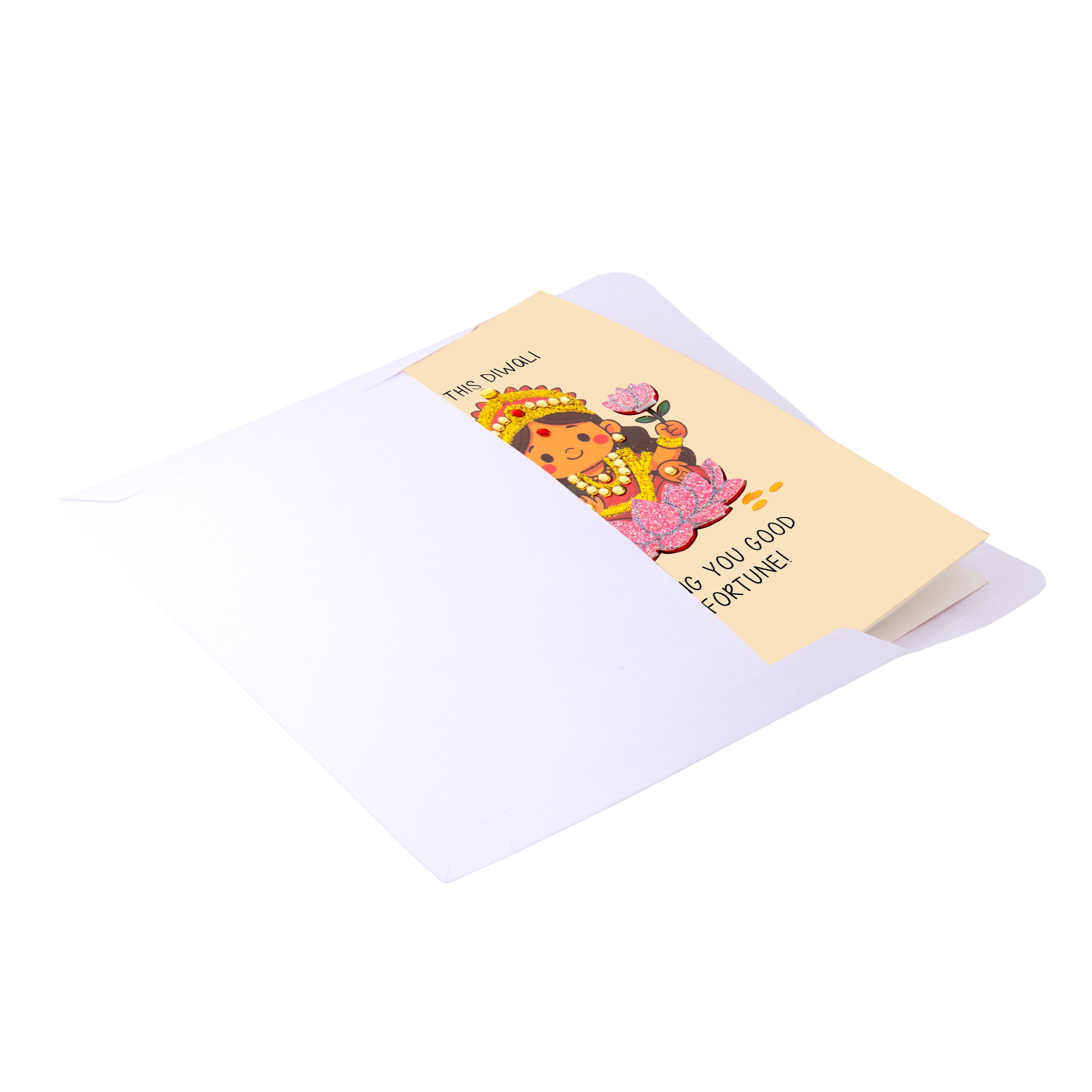 Diwali Greeting Card & Envelope Good Fortune 4 x 6 inch 2pc