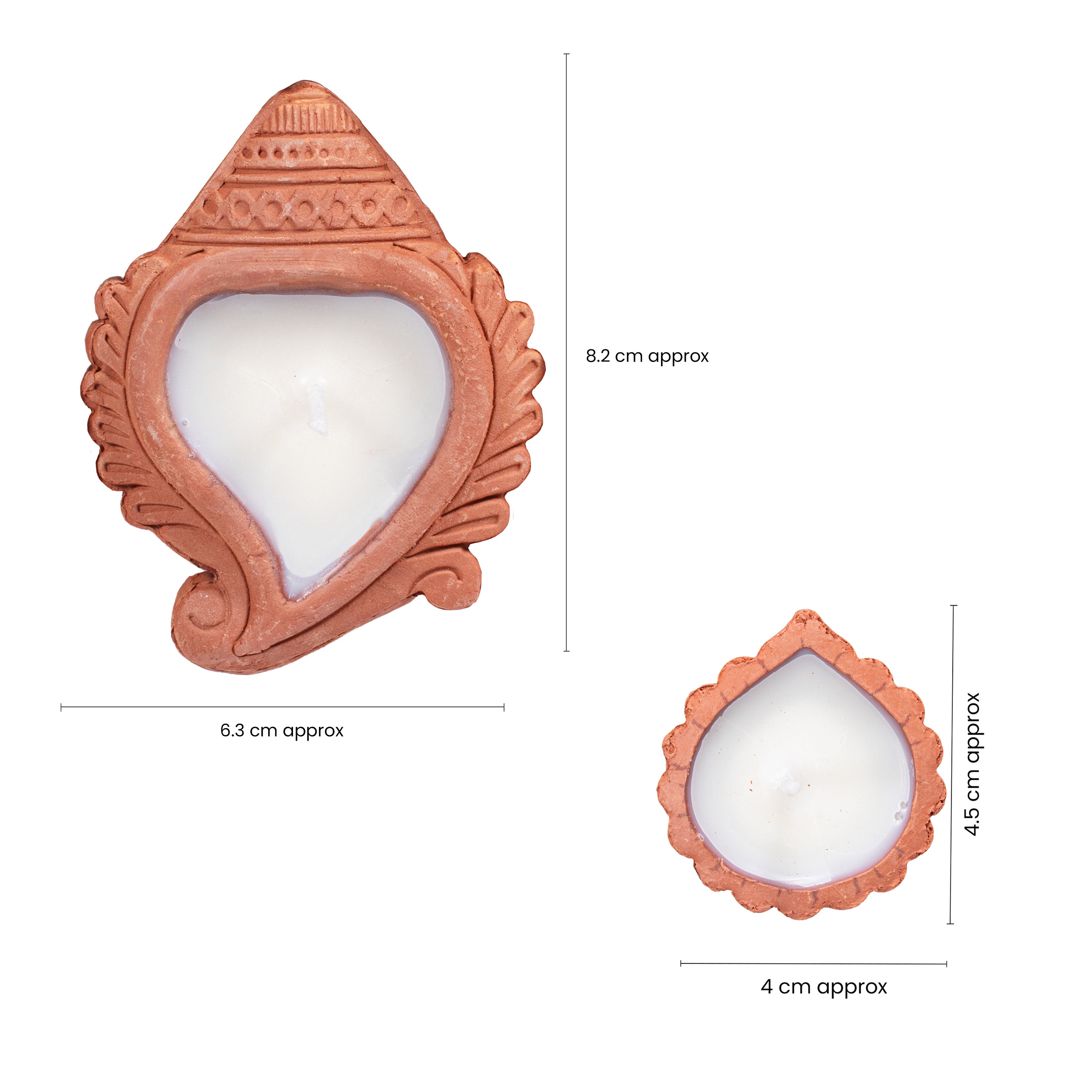 Ready-to-Use Terracotta Shankh Diya Set of 8pc