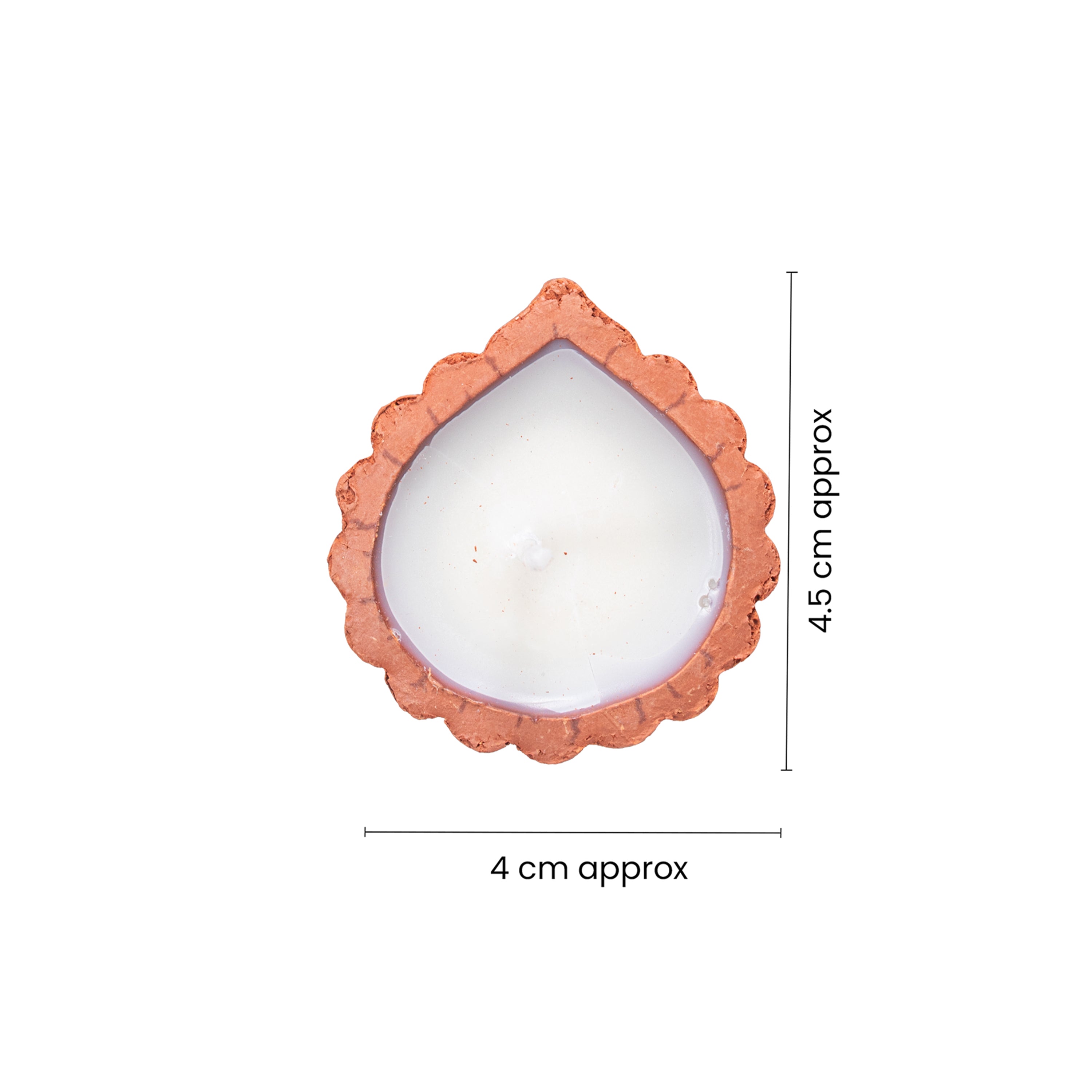 Ready-to-use Terracotta Diya Scalloped Border Set of 4pc