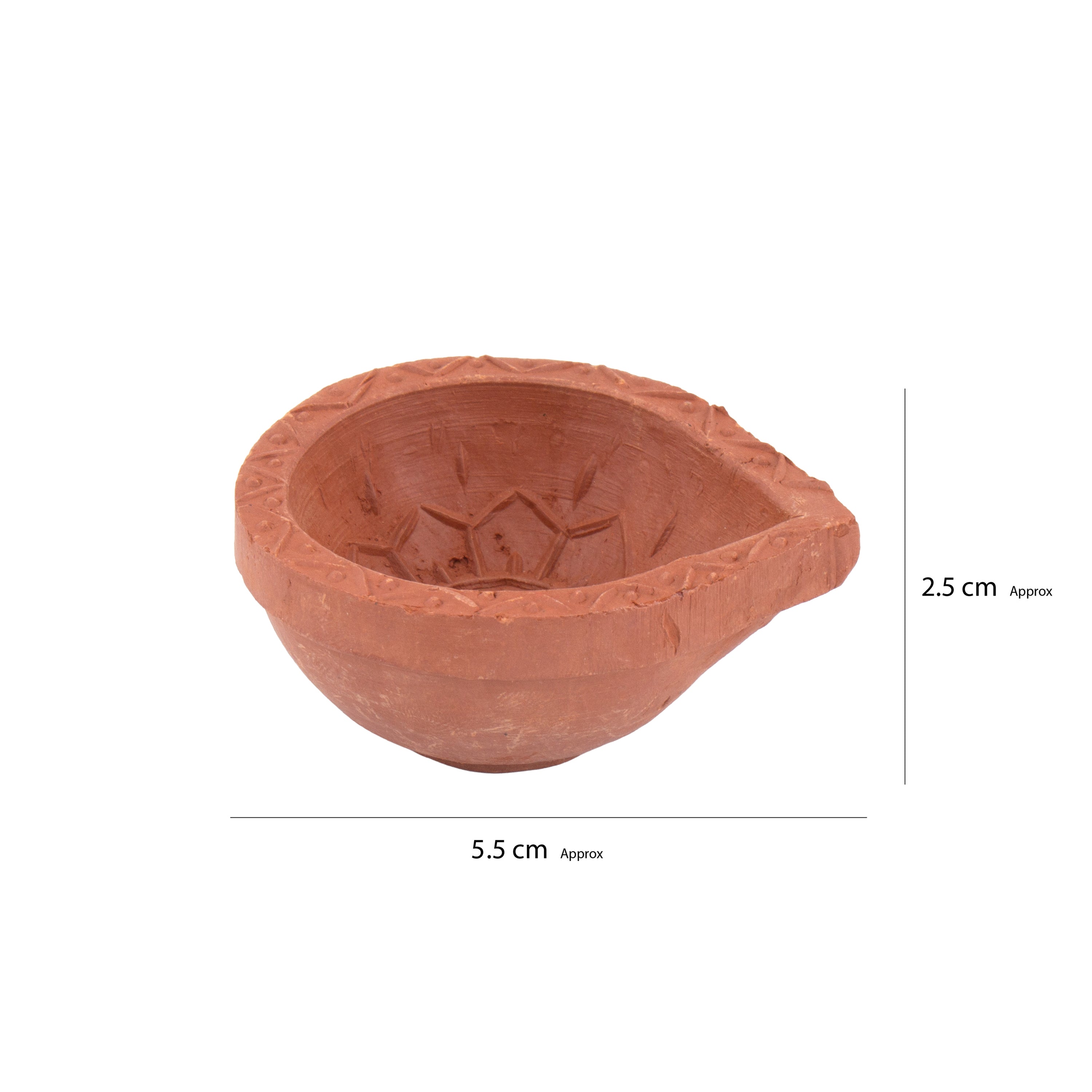Handmade Terracotta Diya Medium Border 1pc