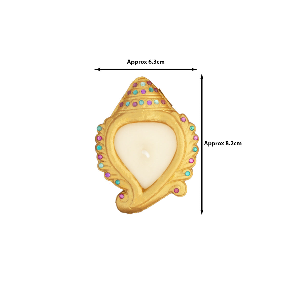 Decorated Terracotta Diya With Wax Shell Gold 2pc Box (Wax Filled)