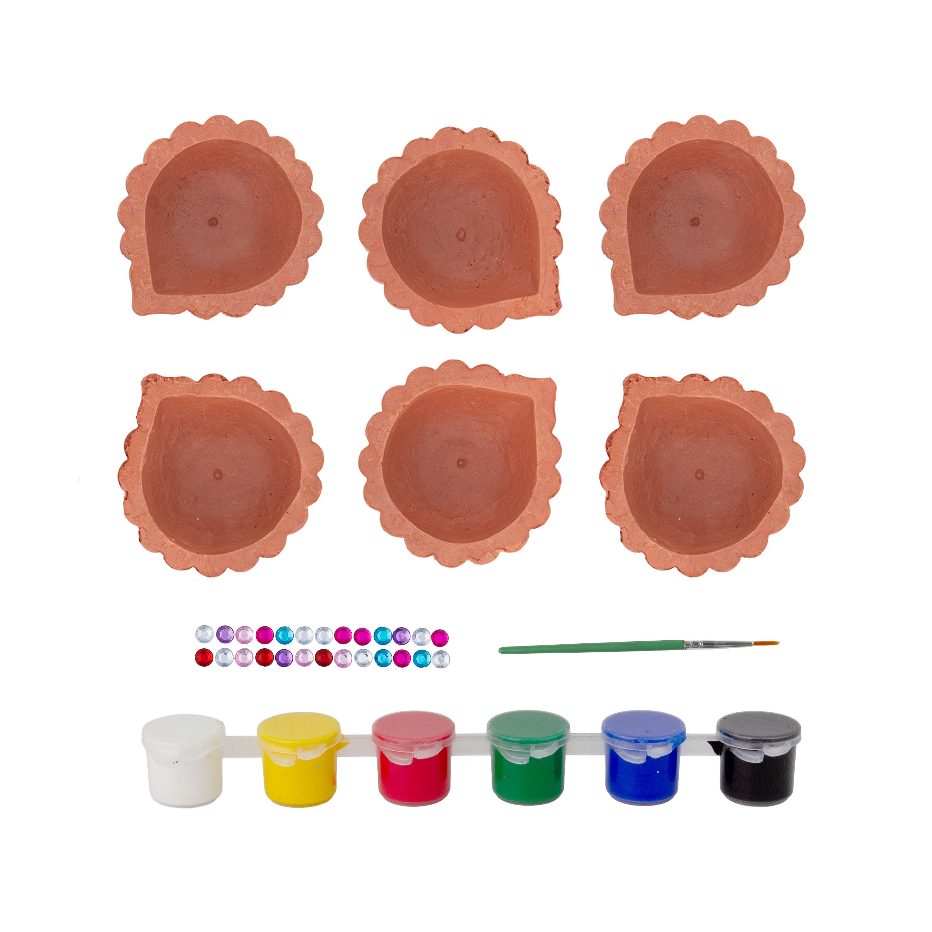 DIY - Paint & Customize Eco-friendly Clay Diyas Pack Of 6pc Box