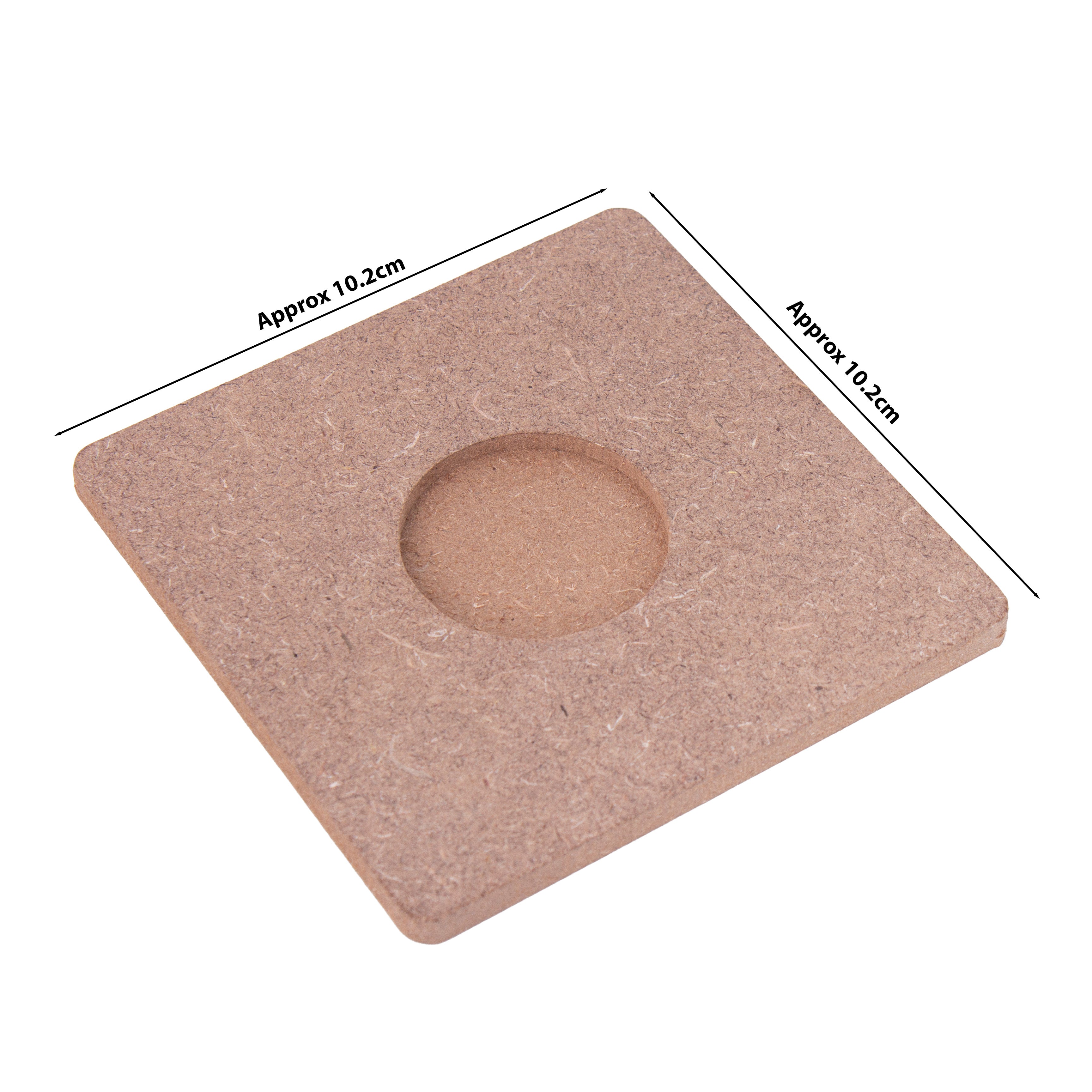 MDF Decorable Tea Light Holder Square 4 X 4inch 5.5mm Thick 1pc