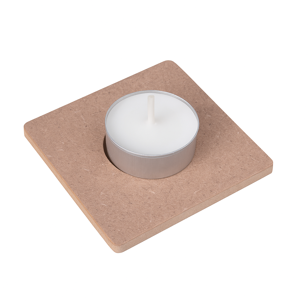 MDF Decorable Tea Light Holder Square 4 X 4inch 5.5mm Thick 1pc