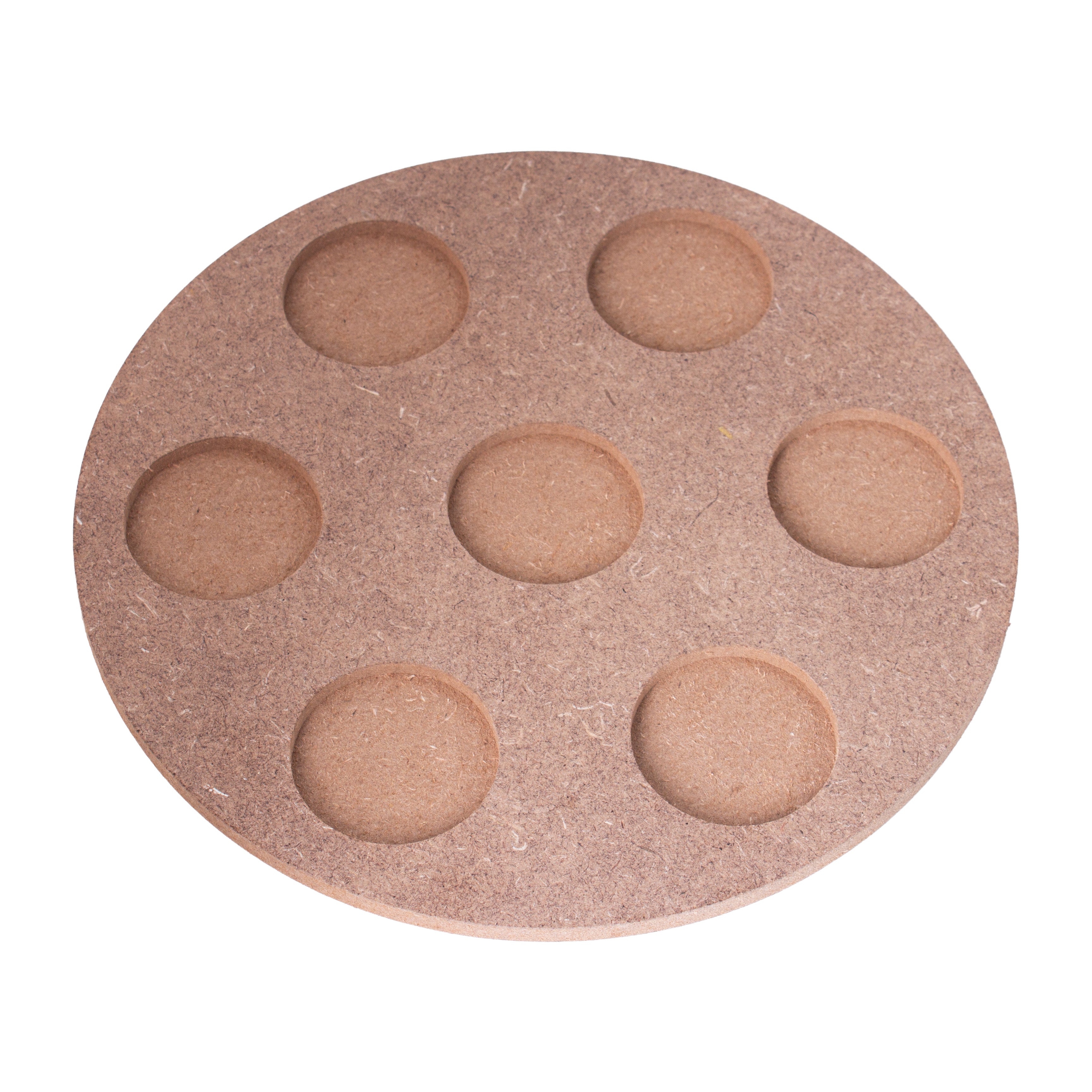 MDF Decorable Tea Light Holder With 7 Cavities Round 7.4inch Dia 5.5mm Thick 1pc