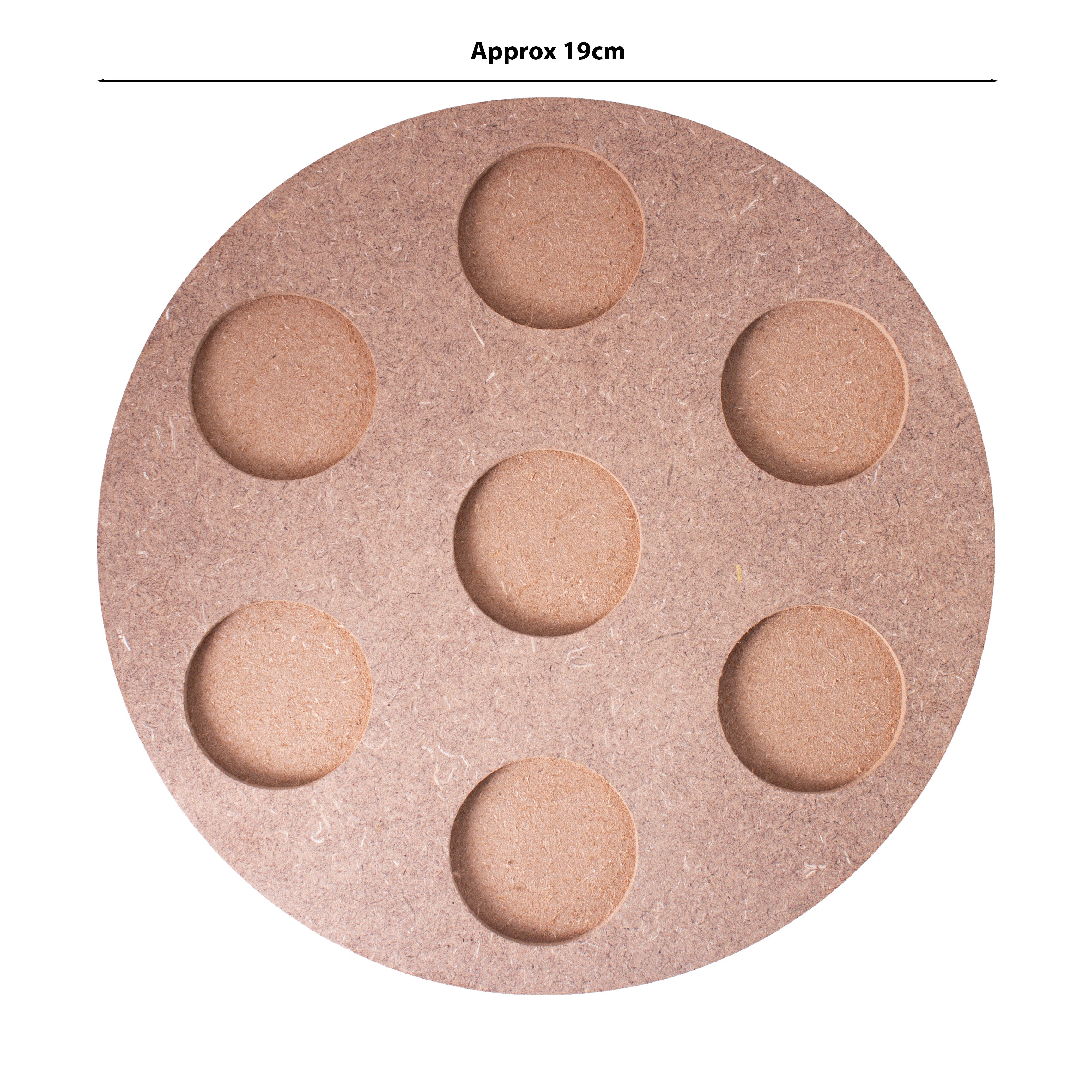 MDF Decorable Tea Light Holder With 7 Cavities Round 7.4inch Dia 5.5mm Thick 1pc