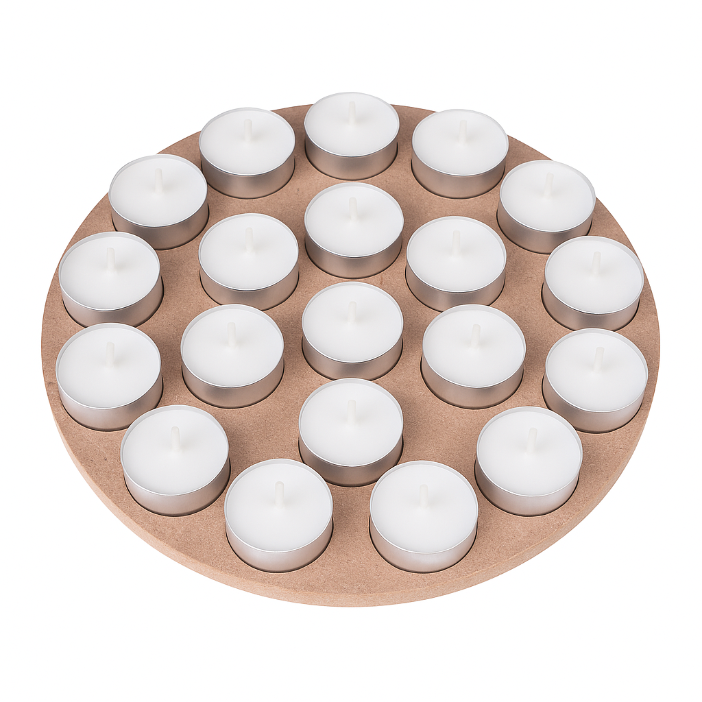 MDF Decorable Tea Light Holder With 18 Cavities Round 12.5inch Dia 5.5mm Thick 1pc