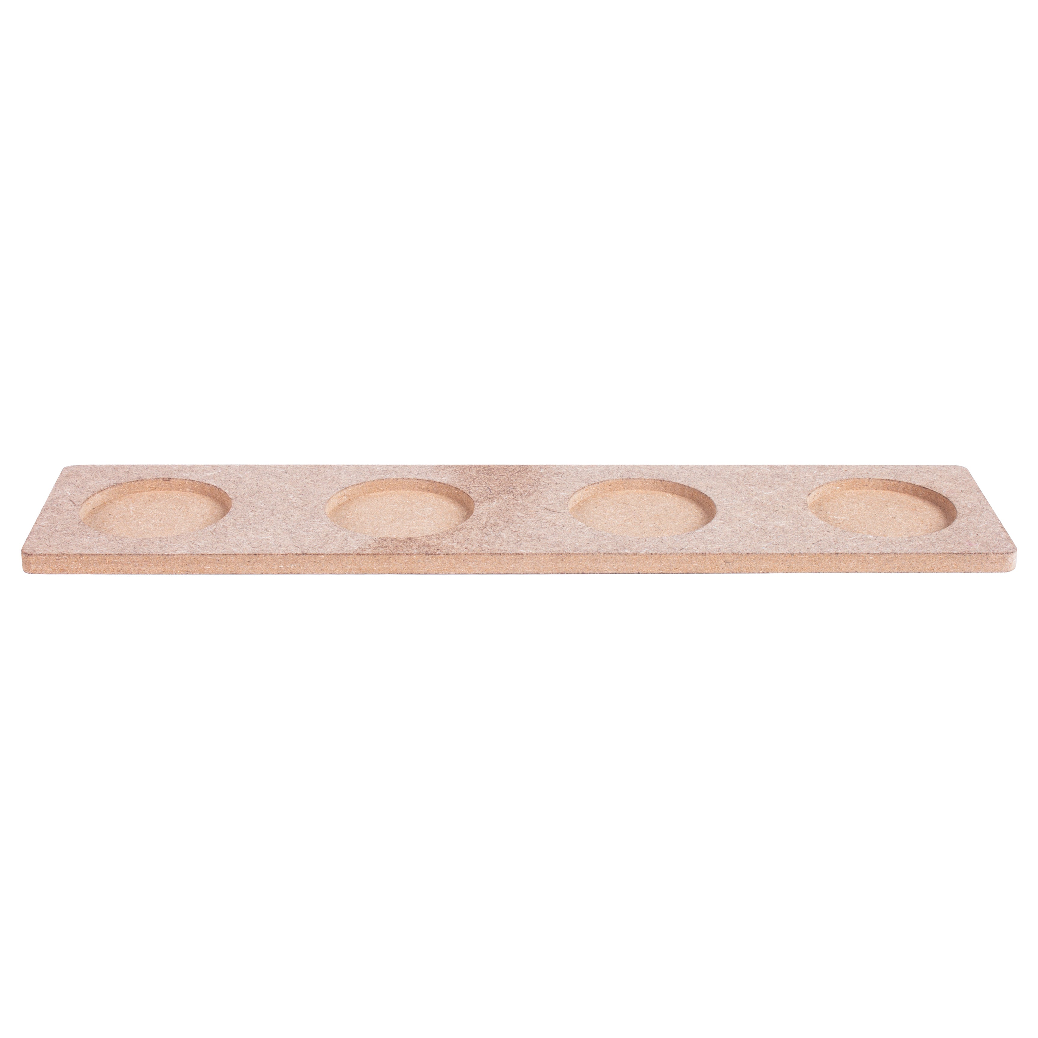 MDF Tea Light / Diya Holder 4 cavities Rectangular 10 X 2.3inch 5.5mm Thick 1pc