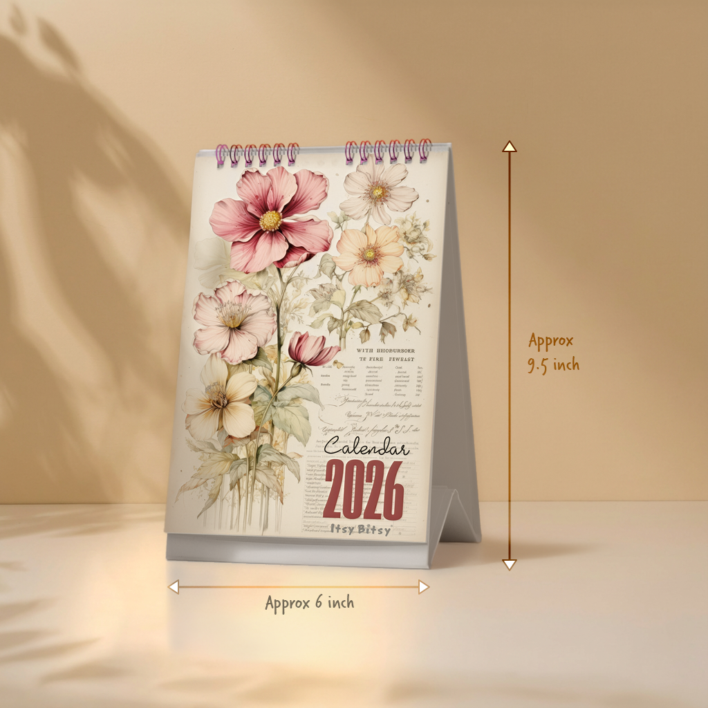 Desk Calendar 2026 Blossom Beauty 6 X 9inch 12 Sheets