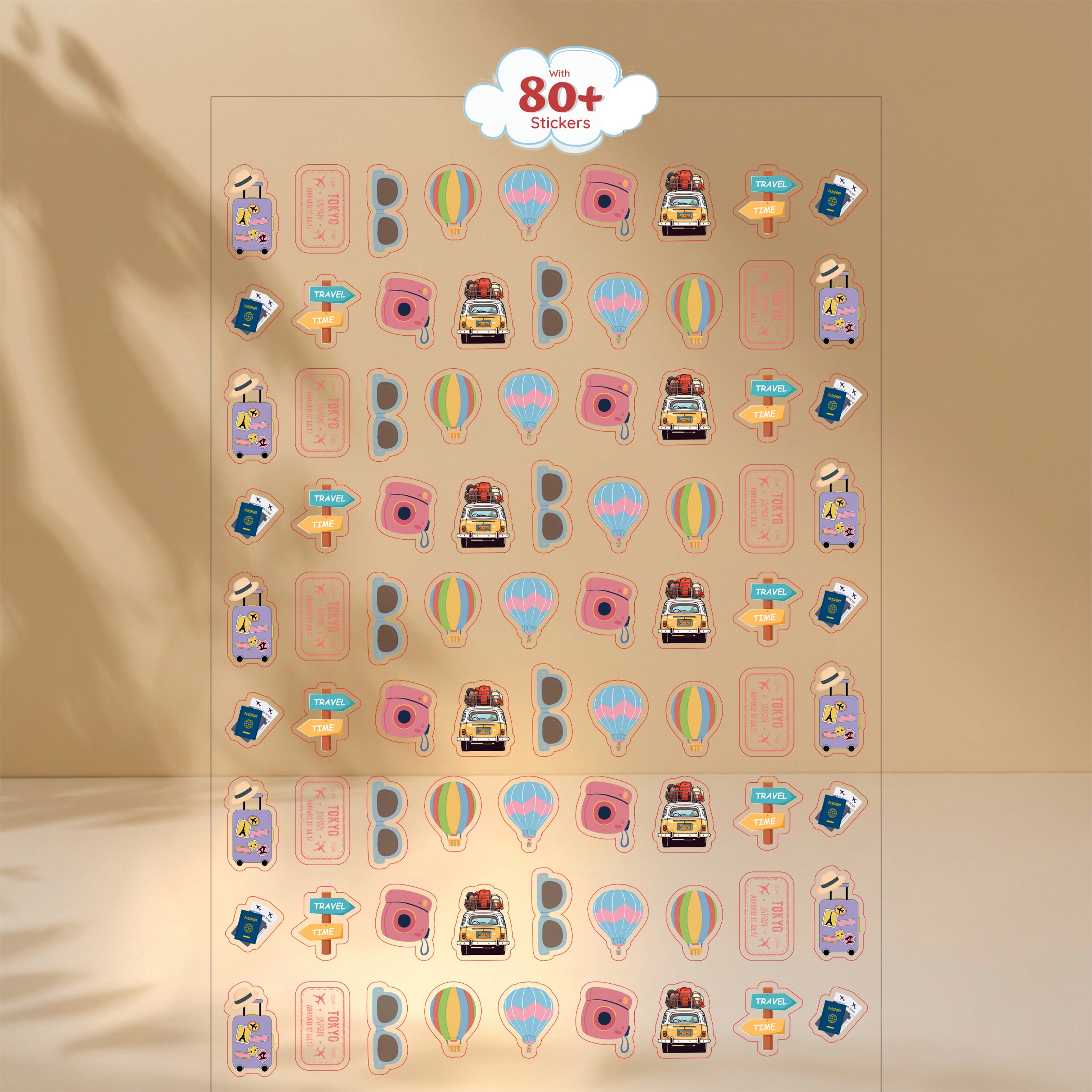 Desk Calendar 2026 Travel Adventure with 80+ Travel Emoji Stickers 6 X 9inch 13 Sheets