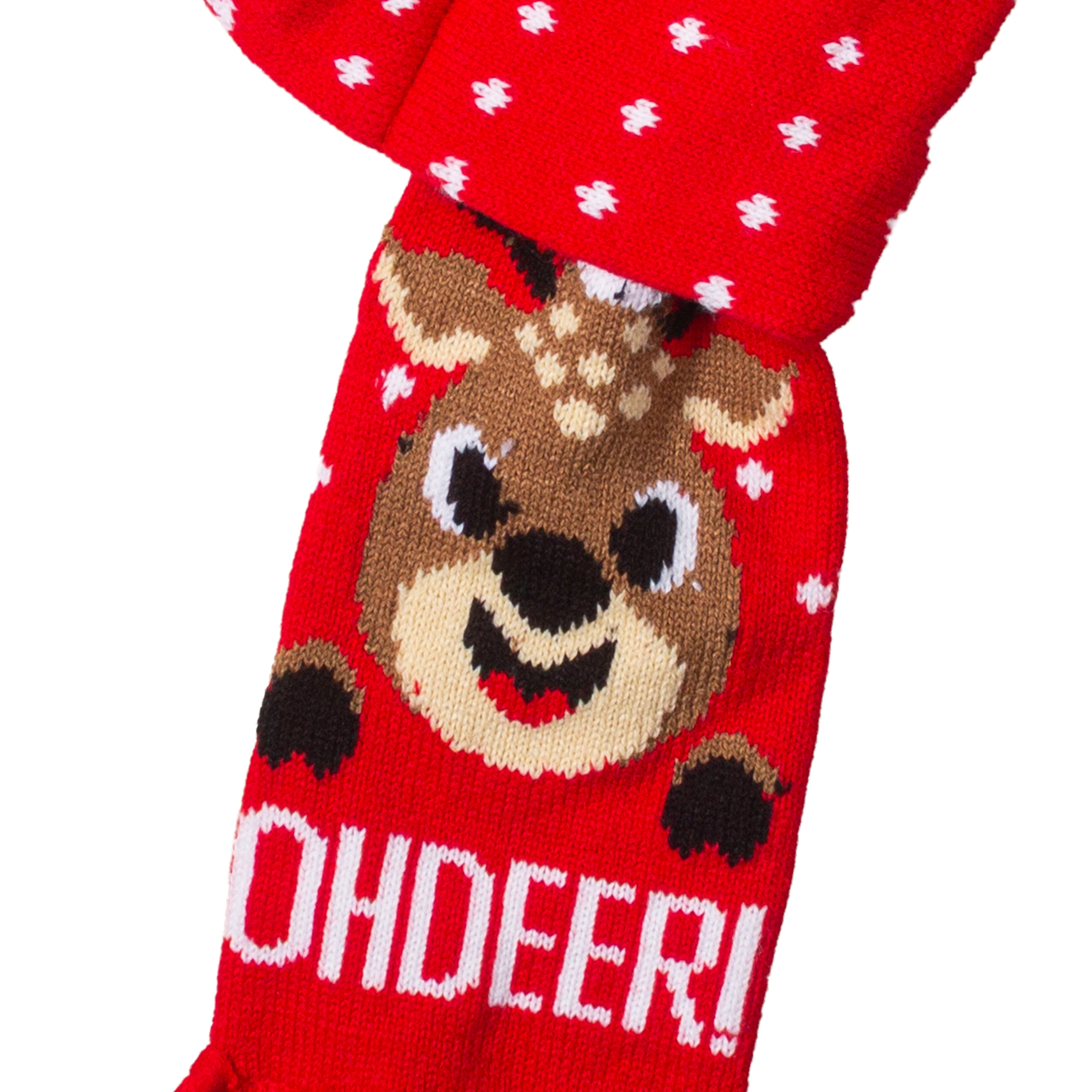 Christmas Knitted Scarf Reindeer Unisex Adult/Kids Red H40inch X W4.5inch 1pc