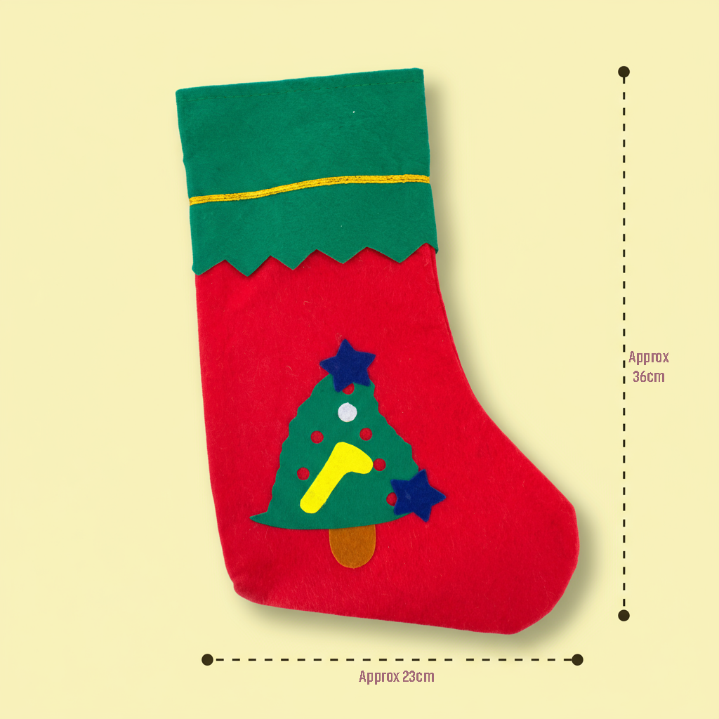 Christmas Non-woven Stocking with Hanging - Tree H14inch X W9.5inch 1pc