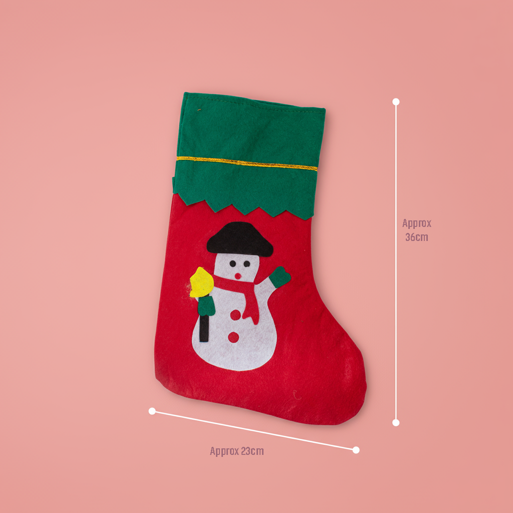 Christmas Non-woven Stocking with Hanging - Snowman H14inch X W9.5inch 1pc