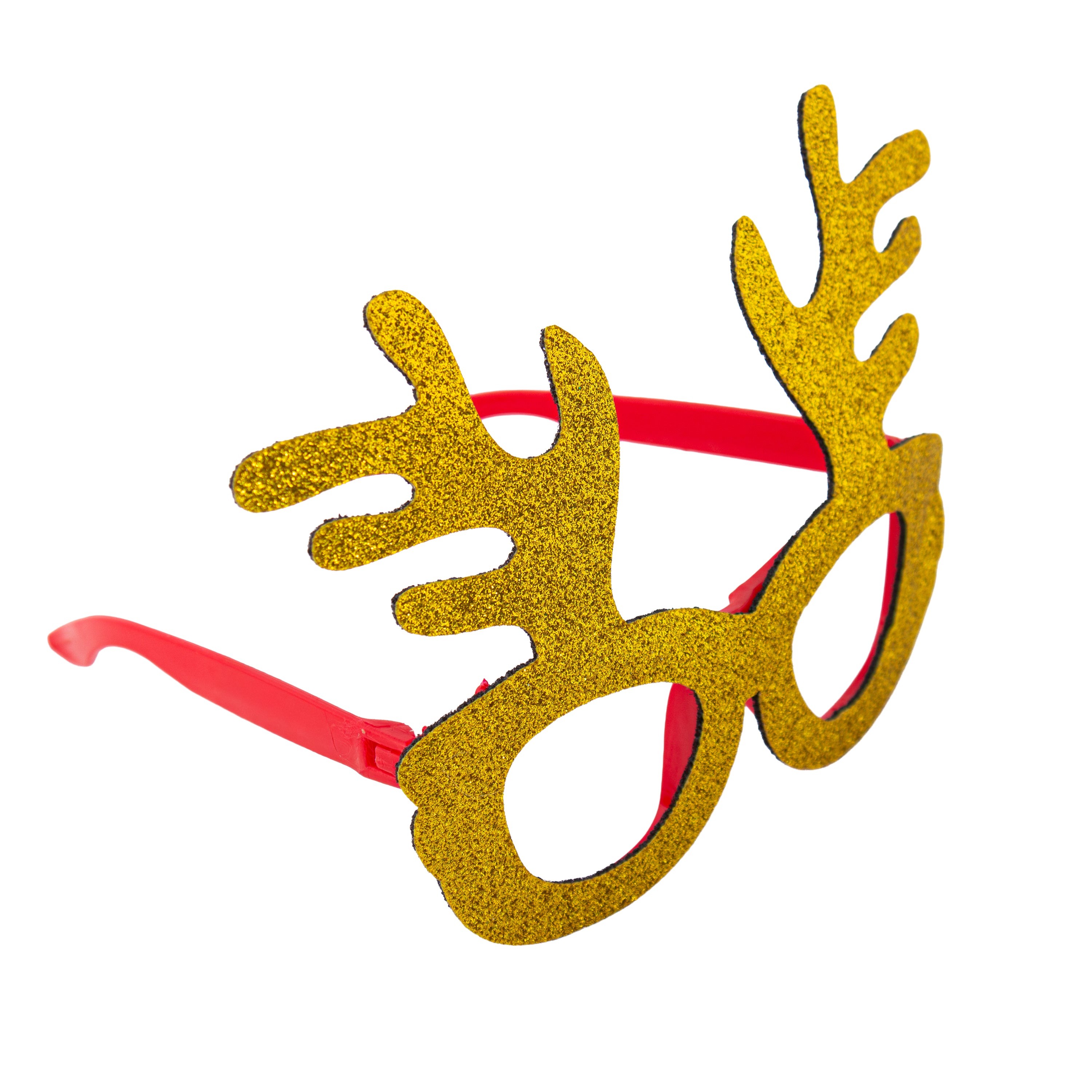 Christmas Glitter Reindeer Eye Glass Frame for Adults and Kids Gold 1pc