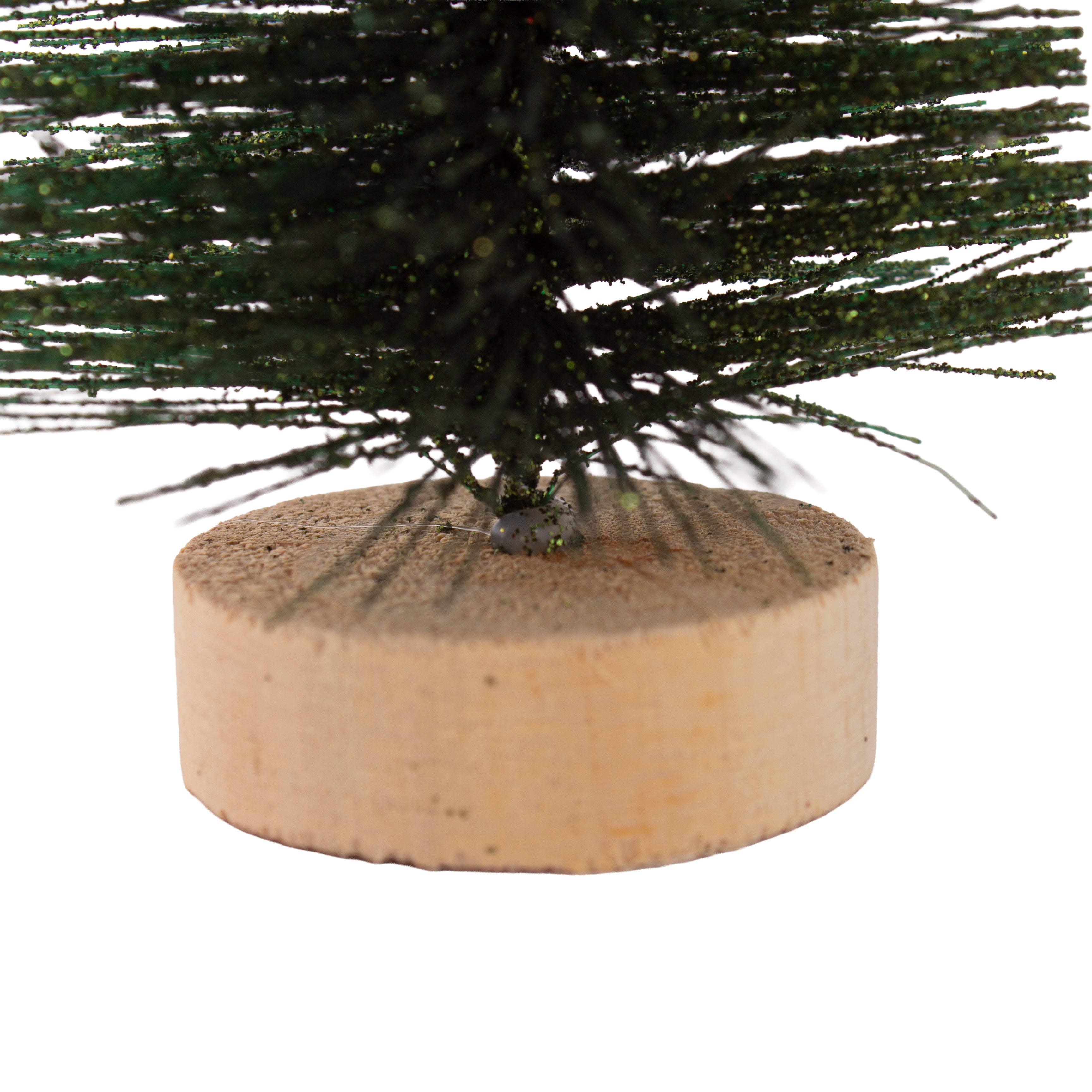 Christmas Table Topper Glitter Bristle Tree Green H9inch X W7cm 1pc