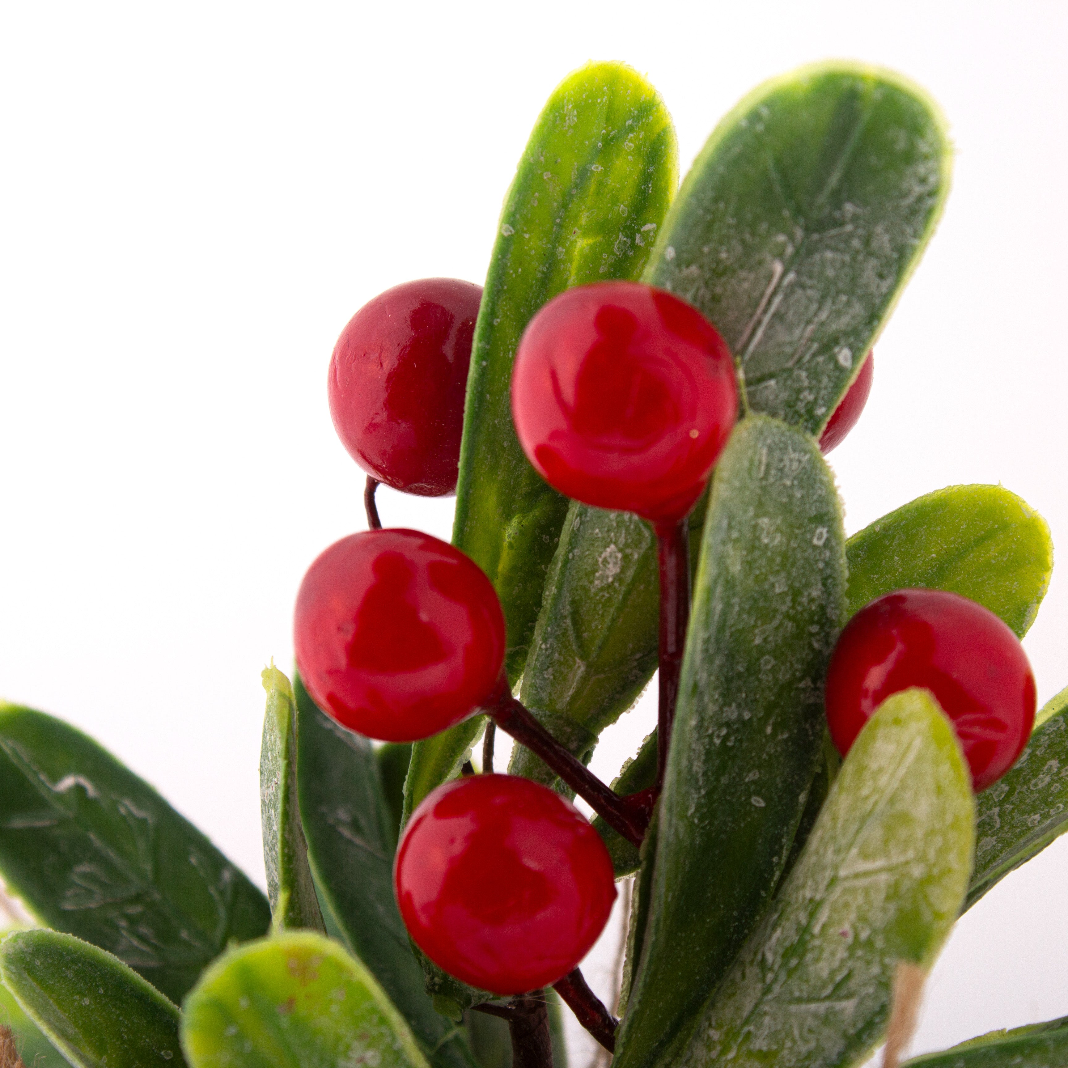 Christmas Table Decoration Faux Holly Berries With Burlap Base 1pc