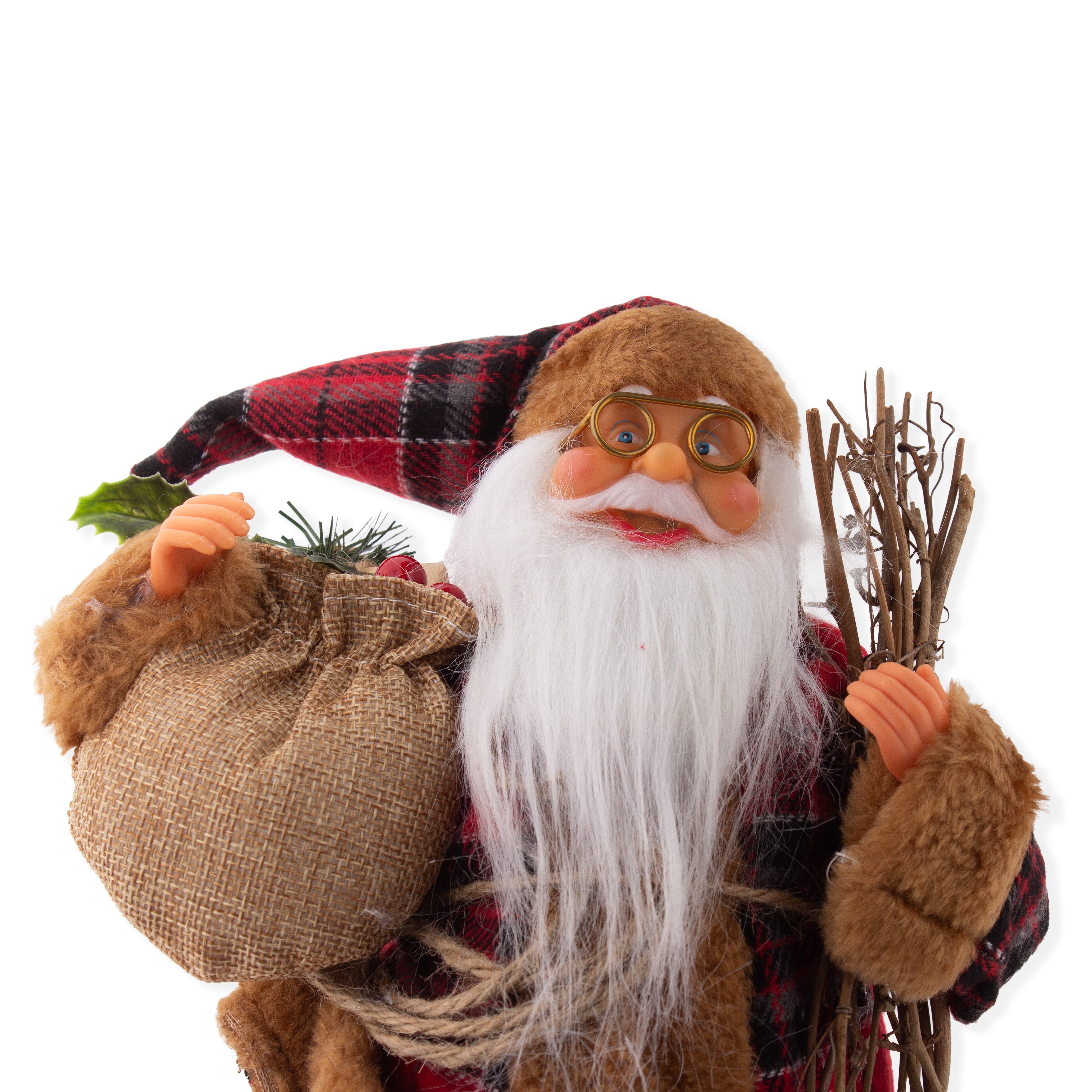 Christmas Figurine Doll Santa Claus with Decoration Stick Red 17inch 1pc