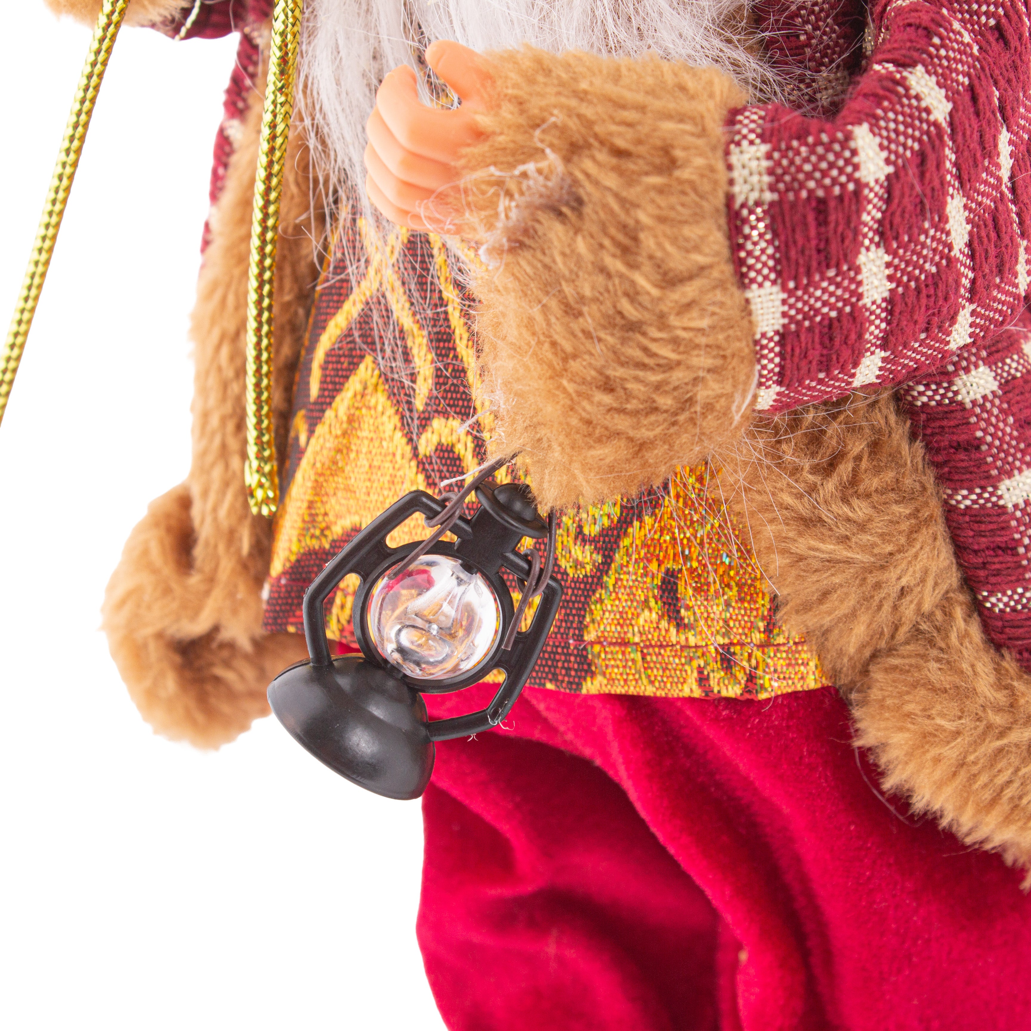 Christmas Figurine Doll Santa Claus with Red Berries and Lamp 17inch 1pc