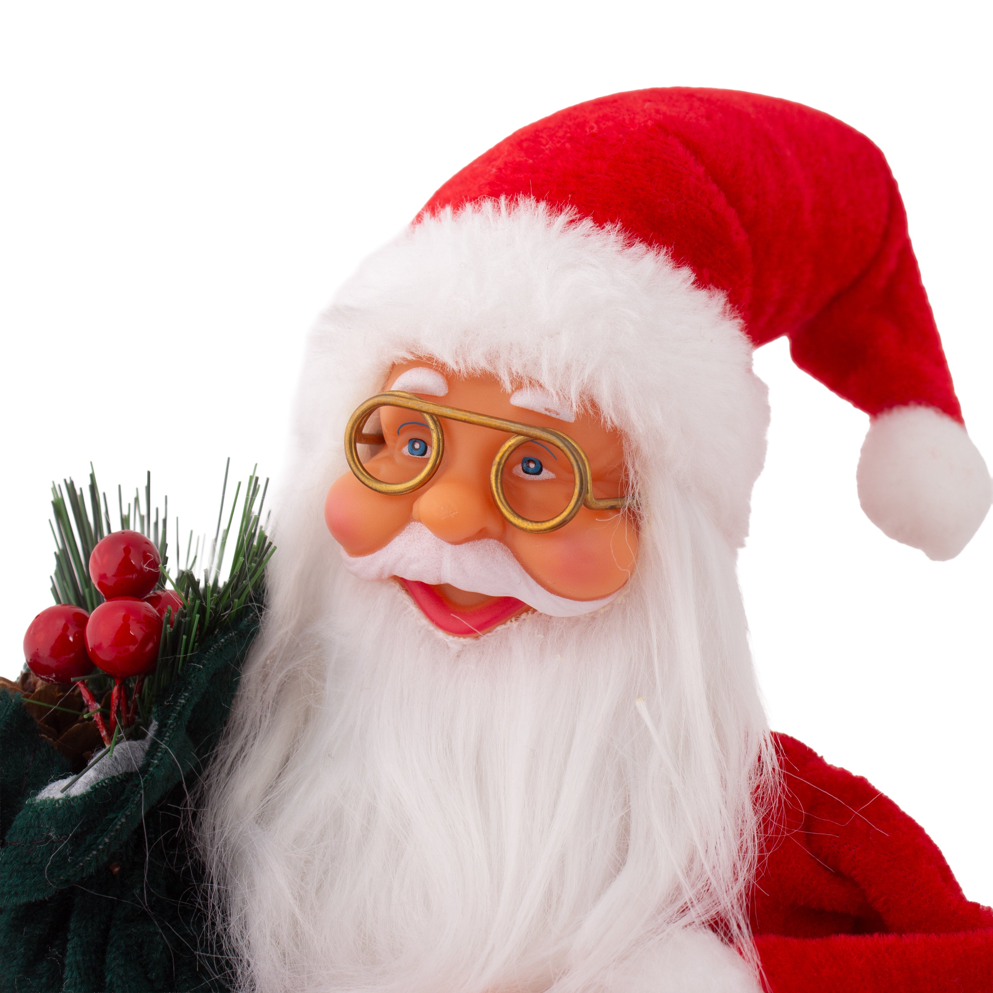 Christmas Figurine Doll Santa Claus Sitting with Red Berries 15inch 1pc