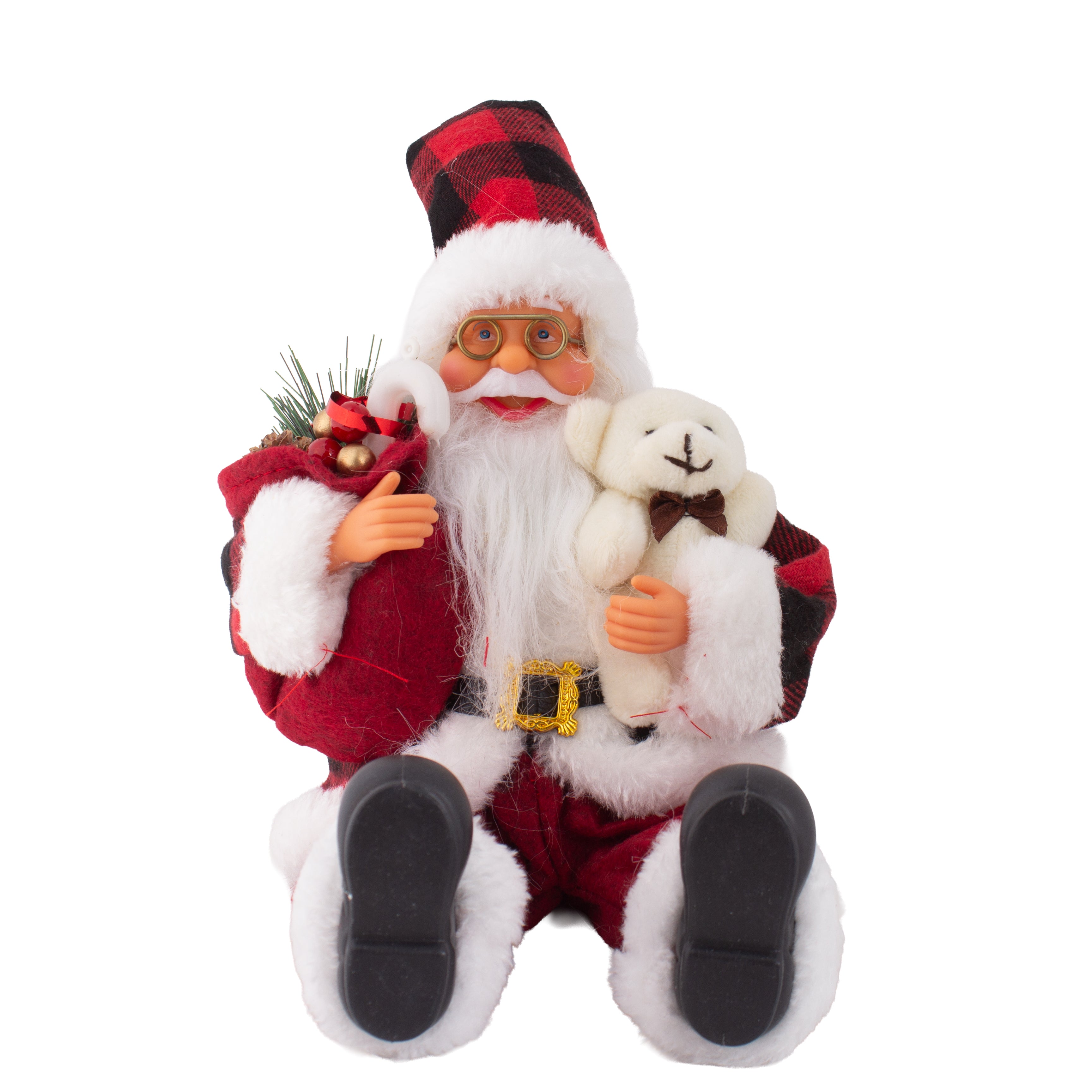 Christmas Figurine Doll Santa Claus with Teddy Bear 16inch 1pc