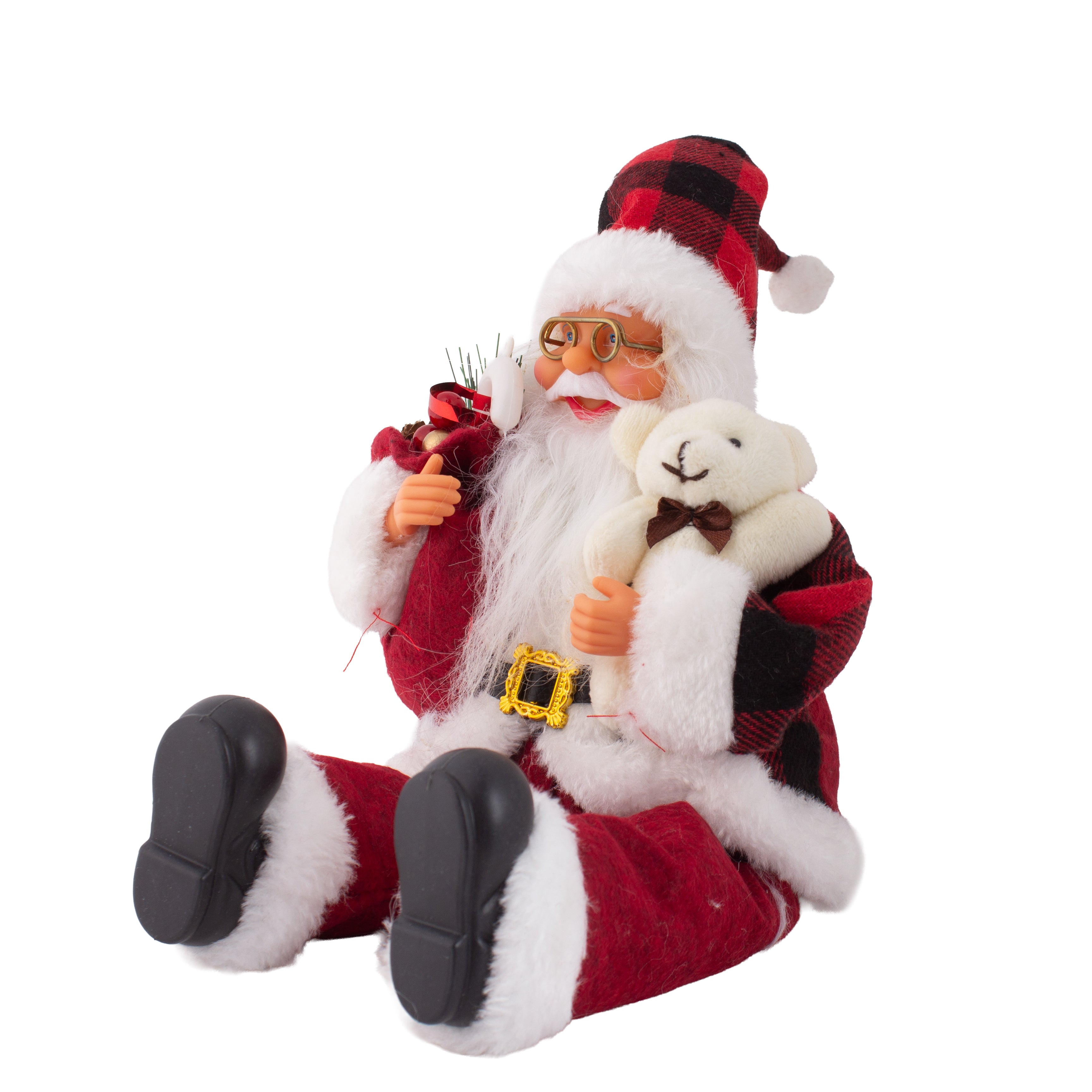Christmas Figurine Doll Santa Claus with Teddy Bear 16inch 1pc