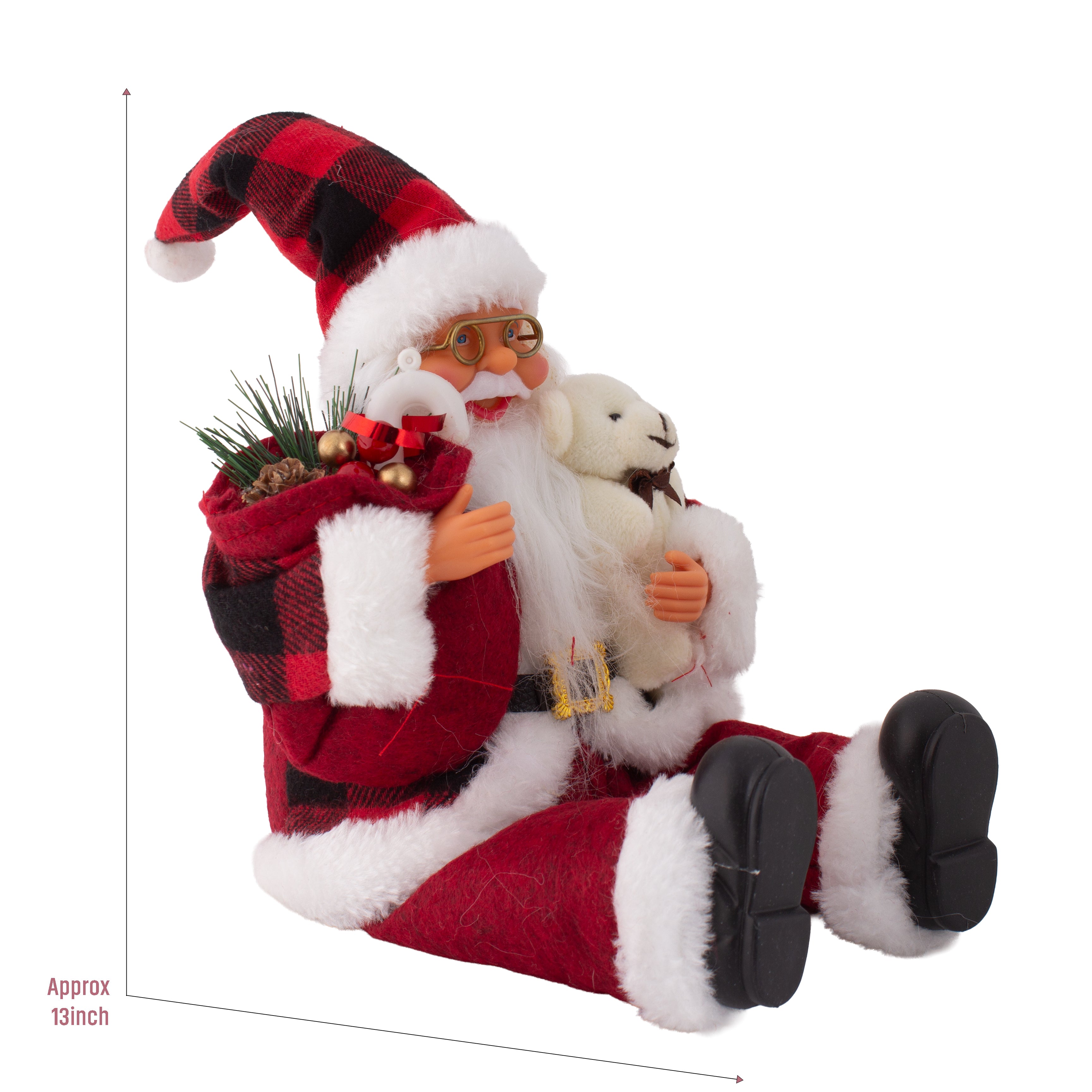 Christmas Figurine Doll Santa Claus with Teddy Bear 16inch 1pc