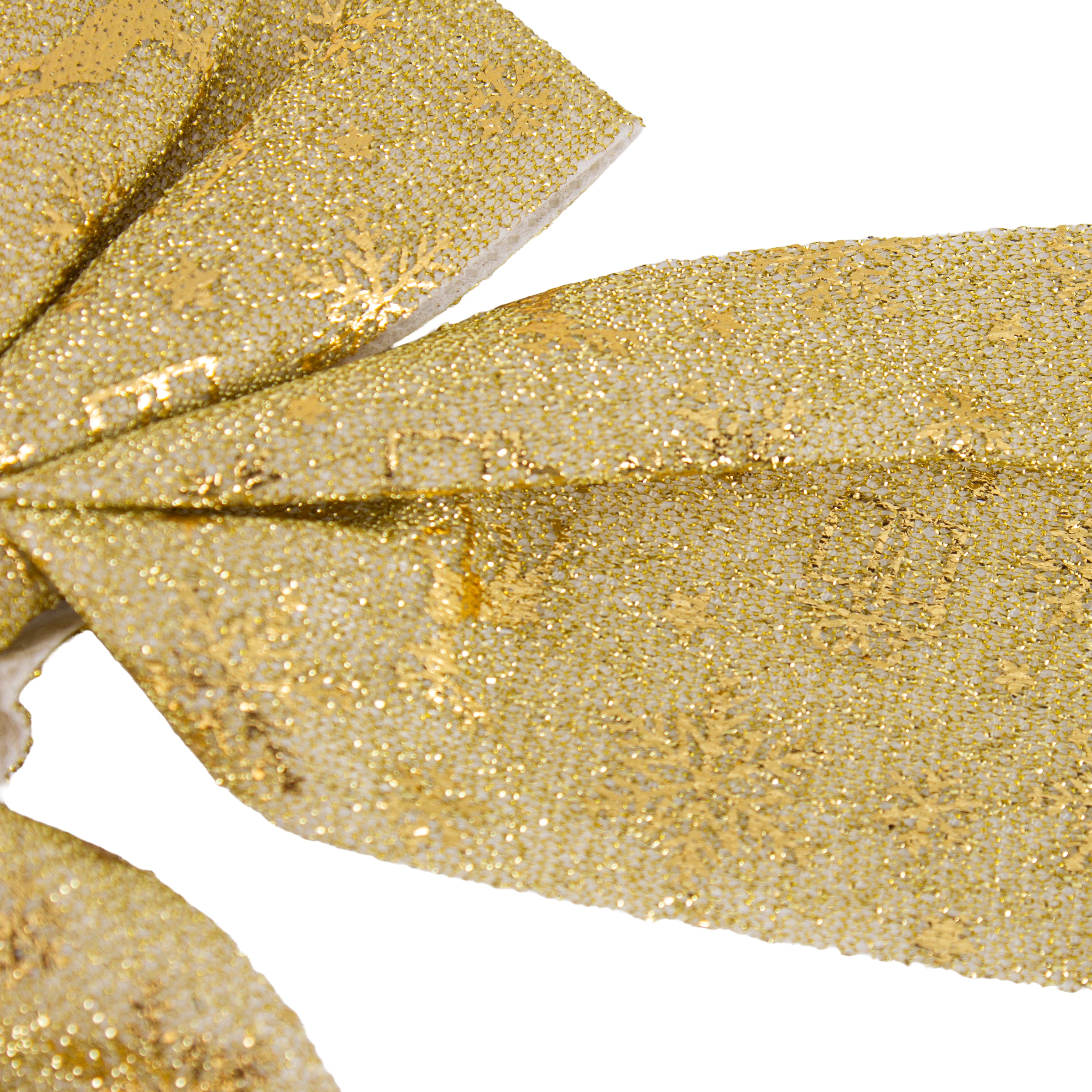 Christmas Decorative Printed Metallic Bow Gold 2pc 5inch X 6inch 1Pack