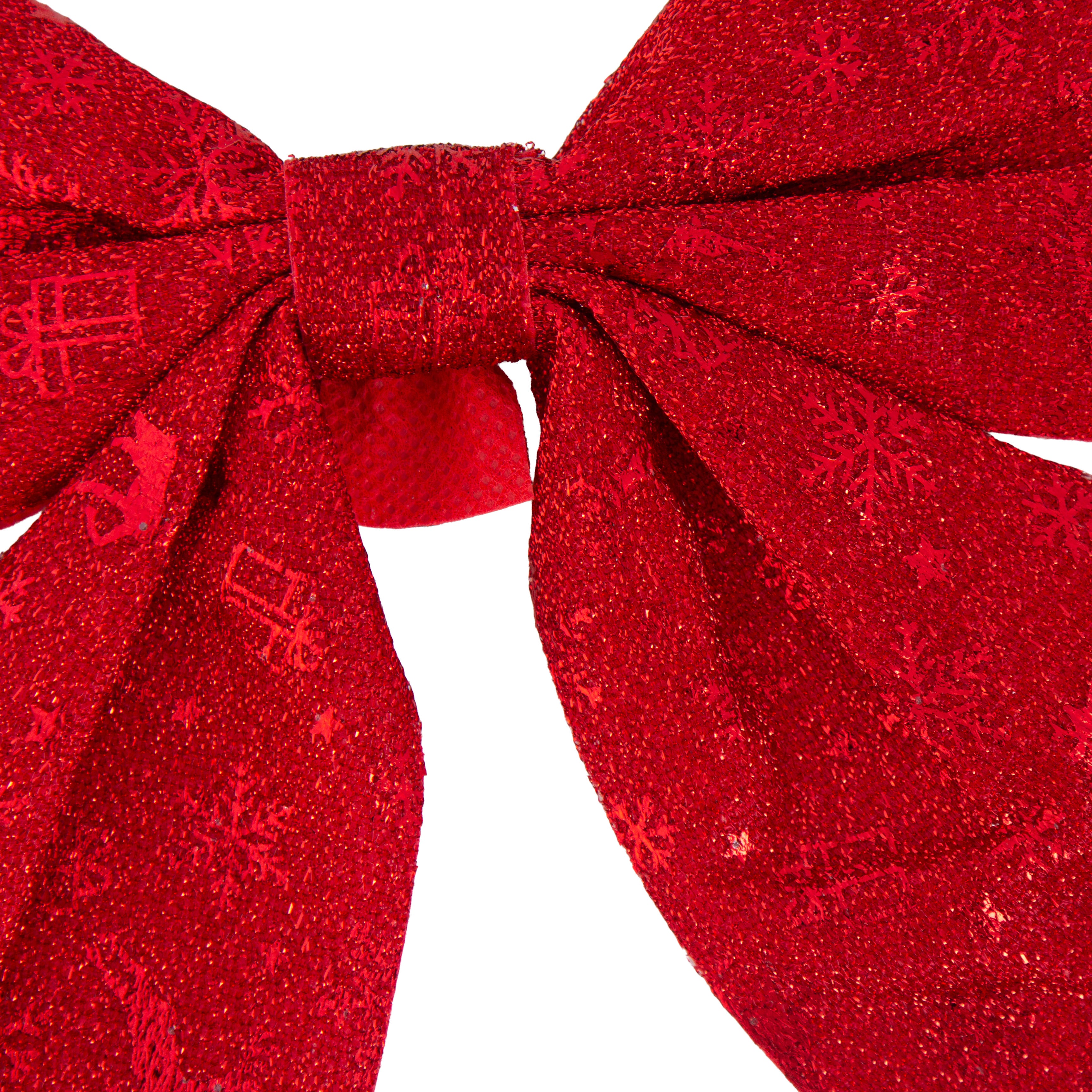 Christmas Decorative Printed Metallic Bow Red 2pc 5inch X 6inch 1Pack