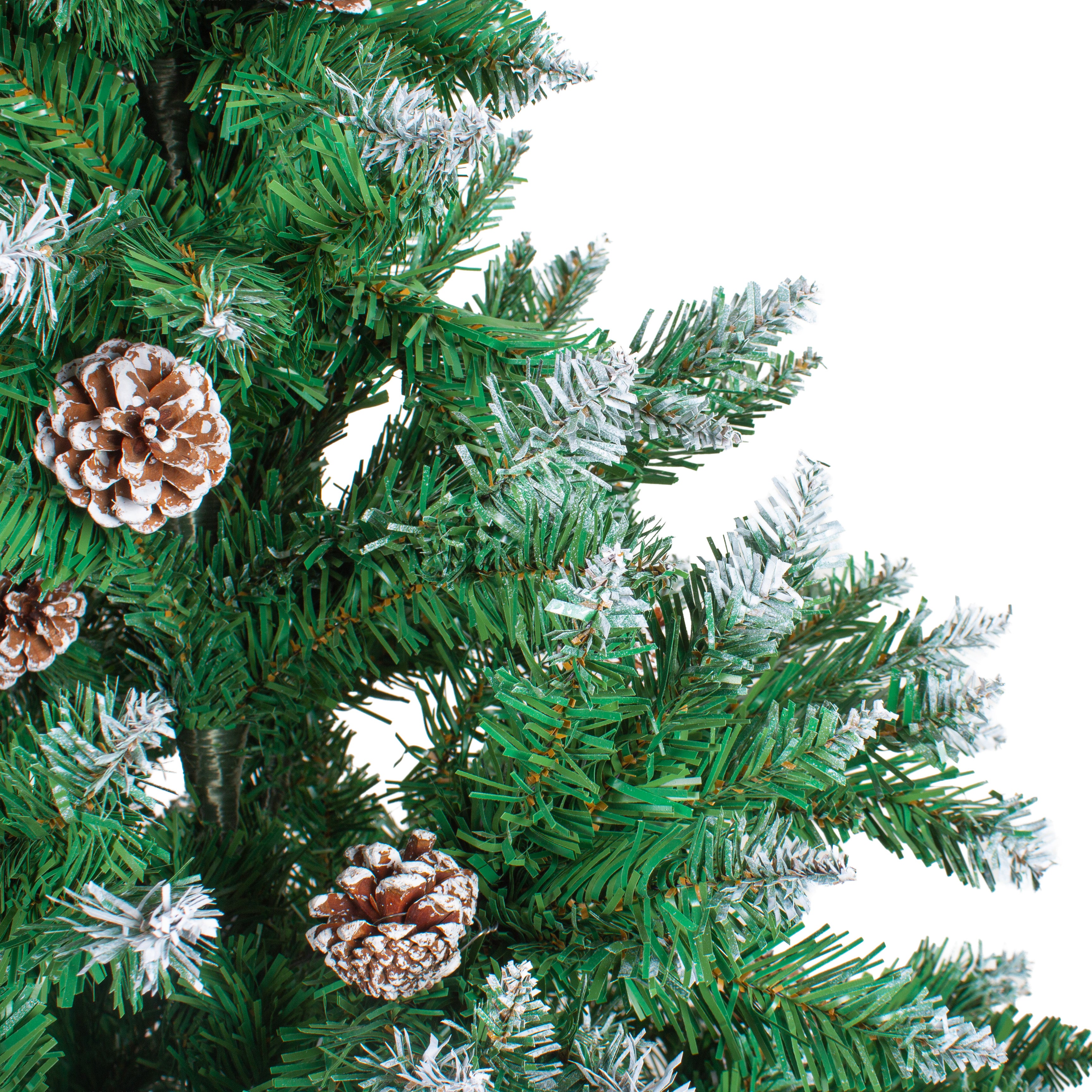 Frosted Christmas Tree with Metal Stand & Pine Cones 4 Ft (120cm) 1pc Box