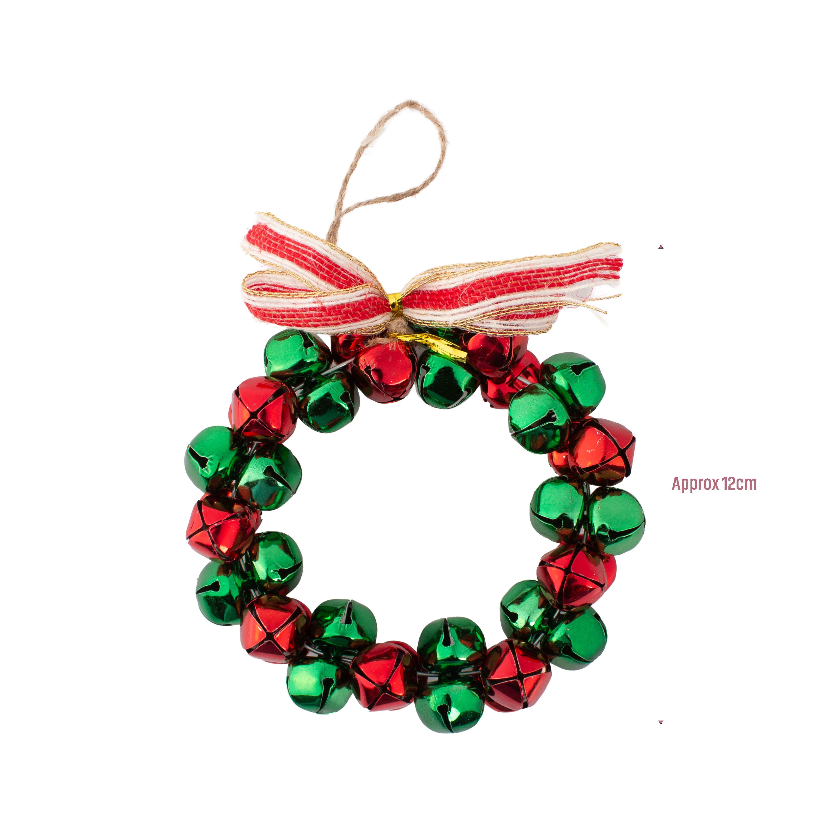 CHRISTMAS Metal Nut Bell Wreath Red and Green 12cm 1pc