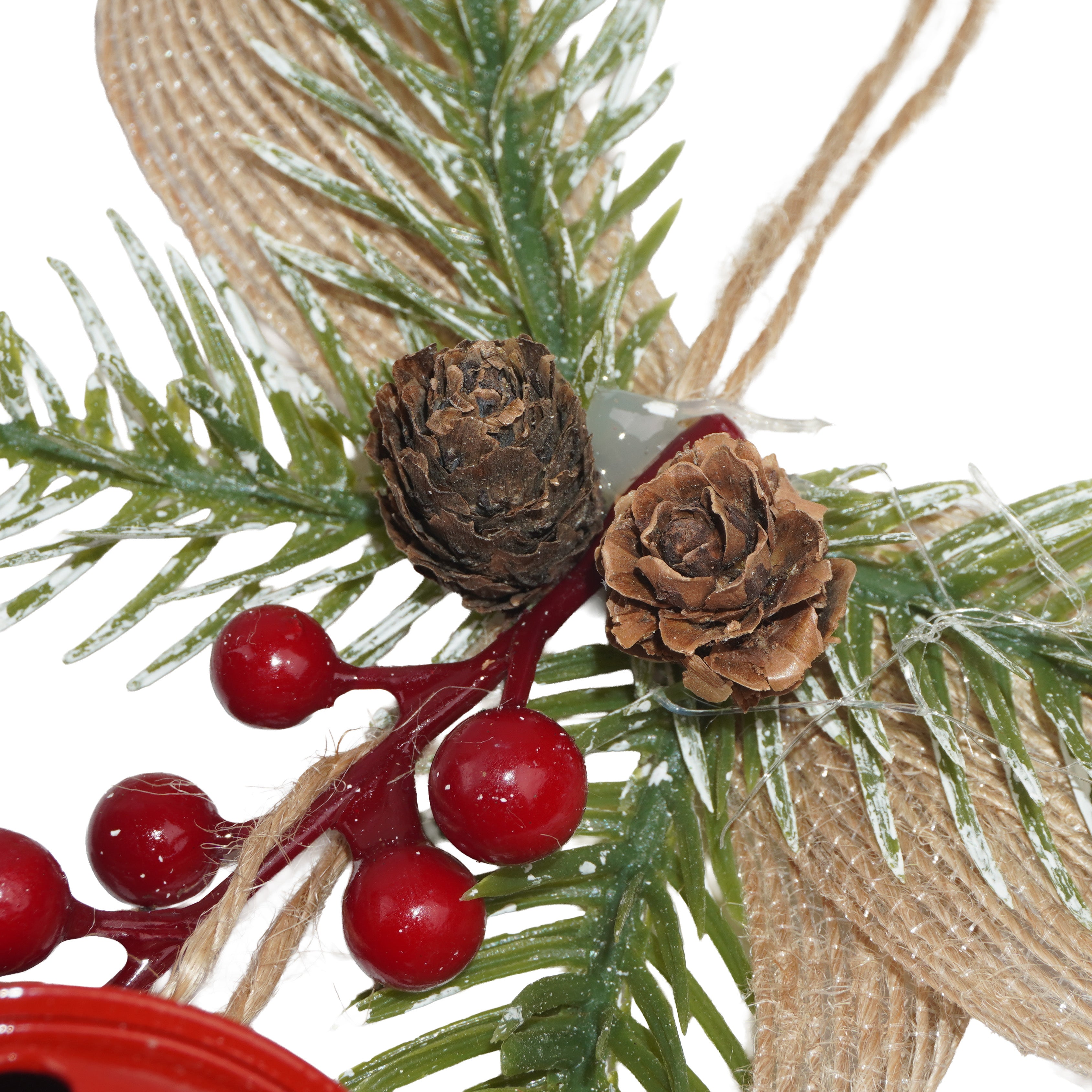 Christmas Hanging Decoration Holly Berries with Nutbells 8inch 1pc