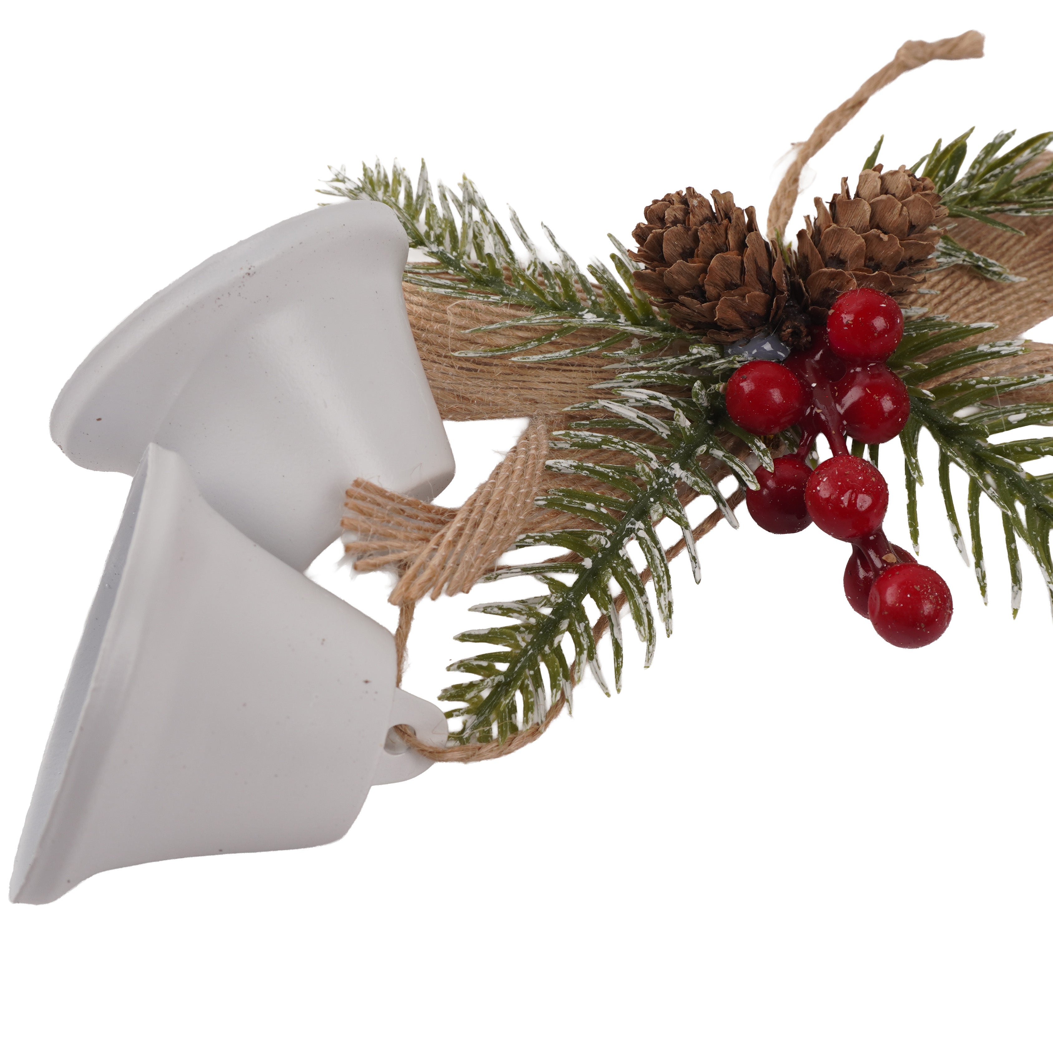 Christmas Hanging Bow & Berries with White Bell 8inch 1pc
