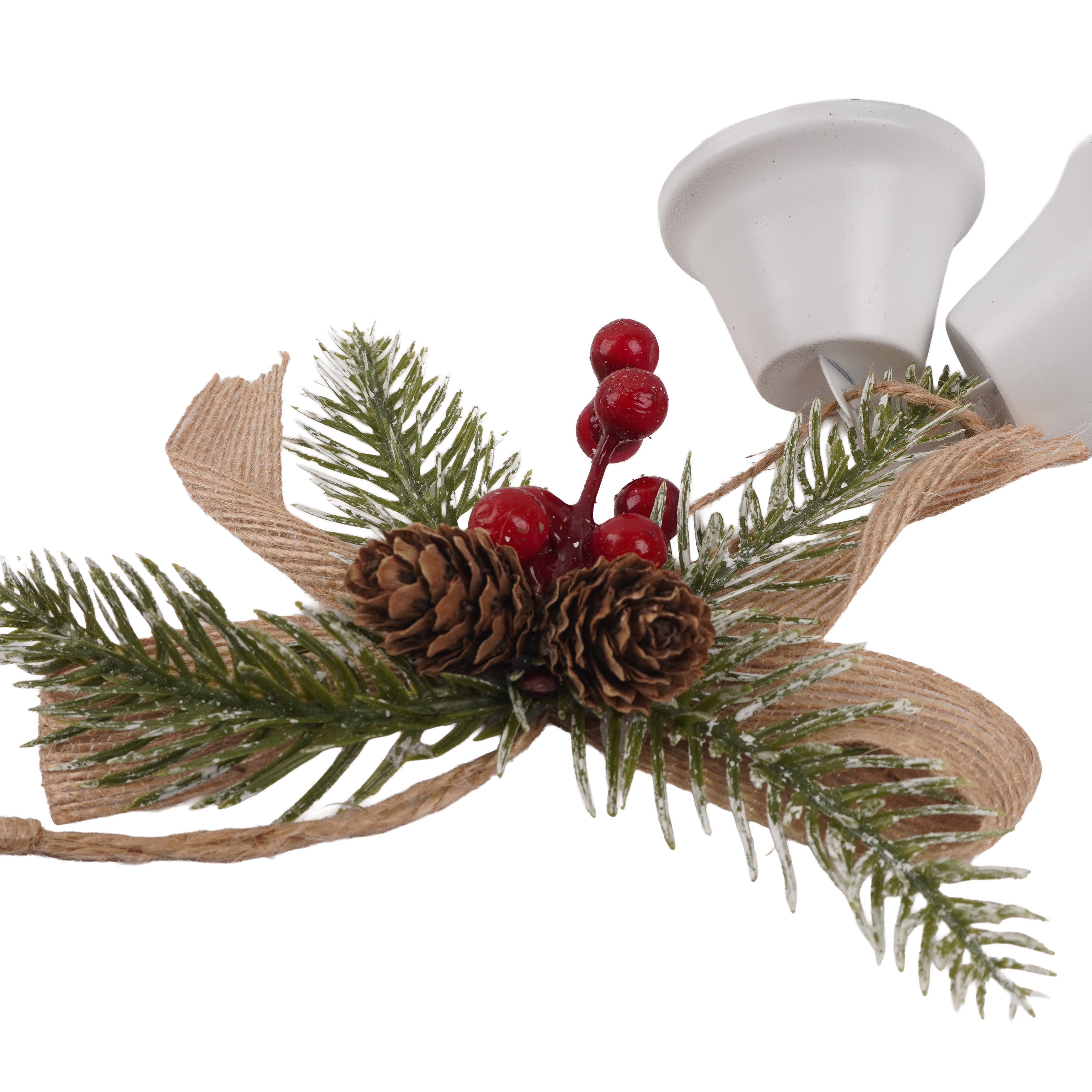 Christmas Hanging Bow & Berries with White Bell 8inch 1pc