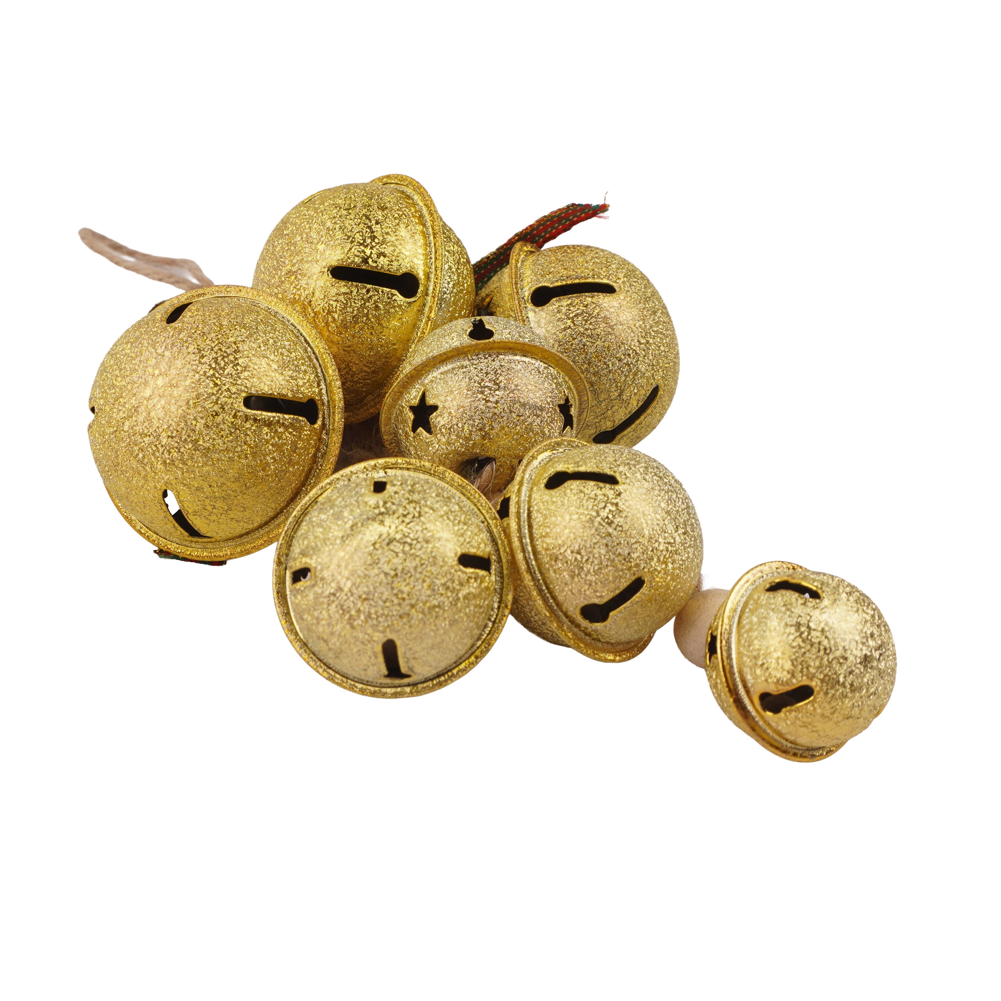 Christmas Hanging Bunch of Metal Bells Gold 2.0cm to 4cm 1Bunch