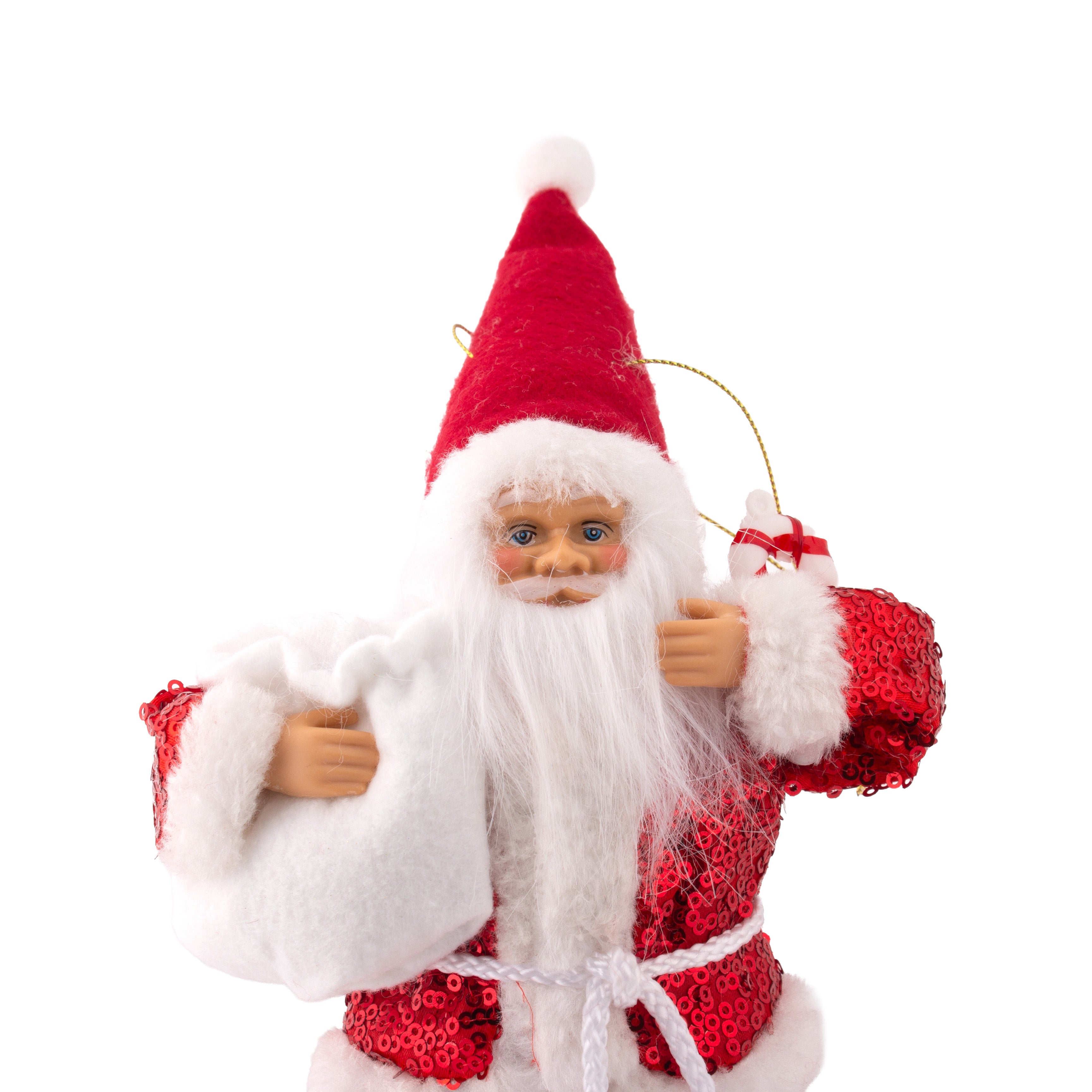 Christmas Santa Claus Figurine with Bag of Candy 20cm 1pc