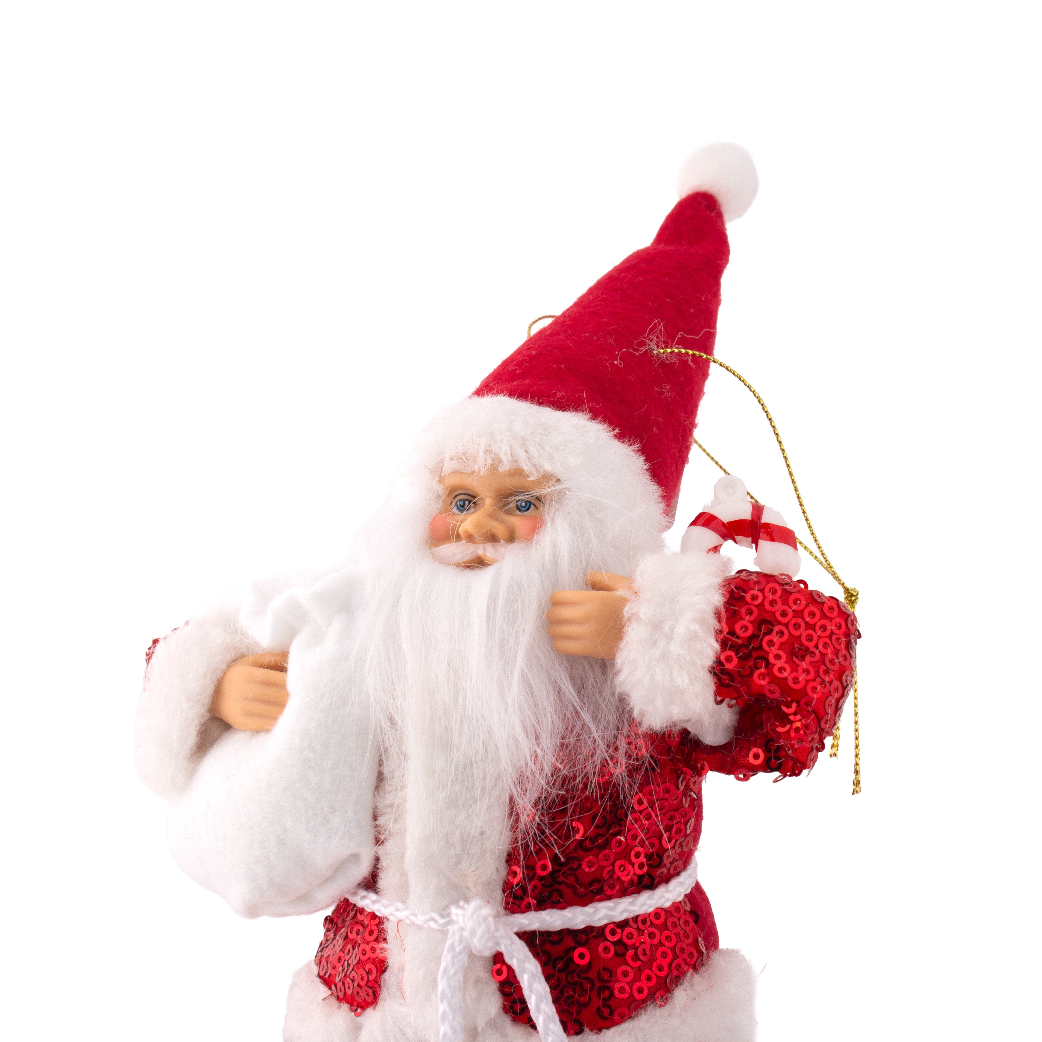 Christmas Santa Claus Figurine with Bag of Candy 20cm 1pc