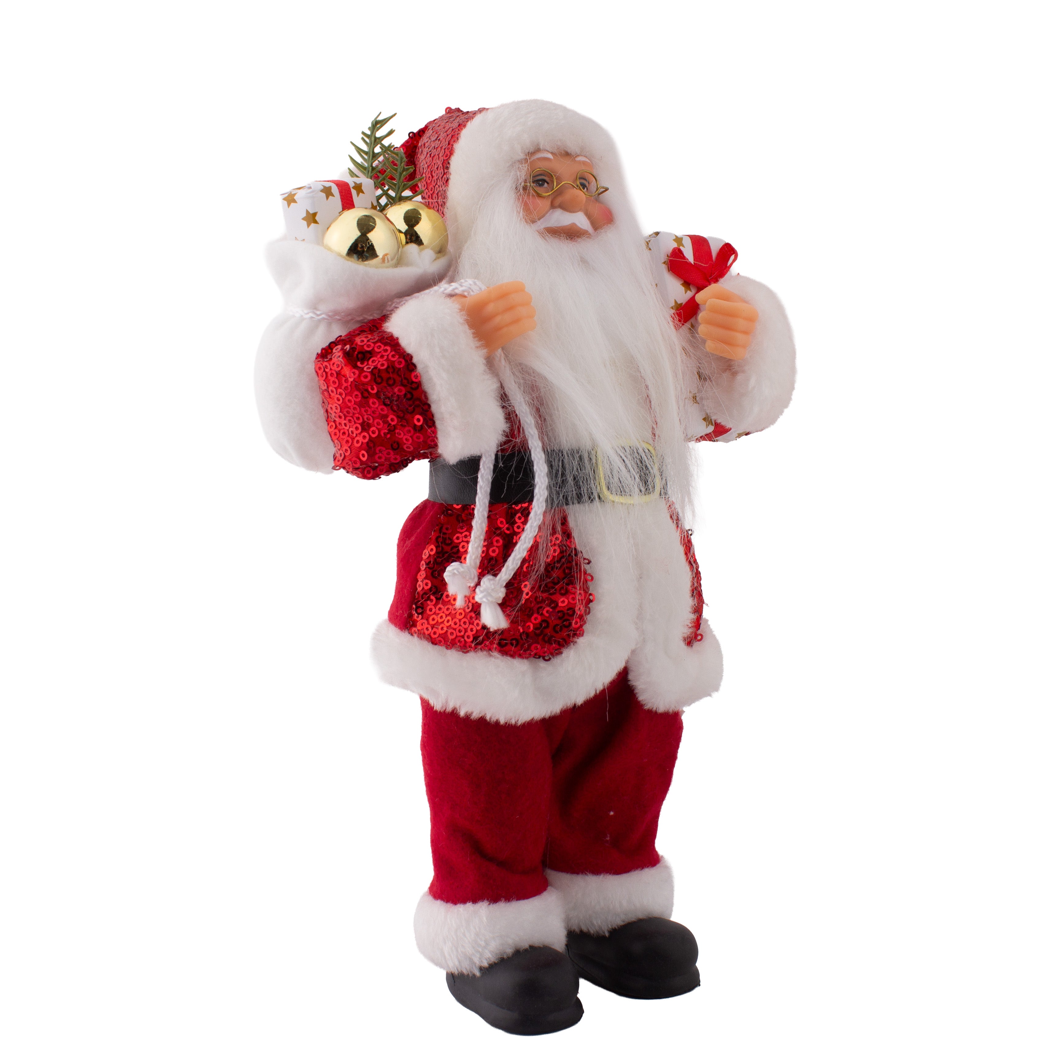 Christmas Santa Claus Figurine with Bag of Gifts 30cm 1pc