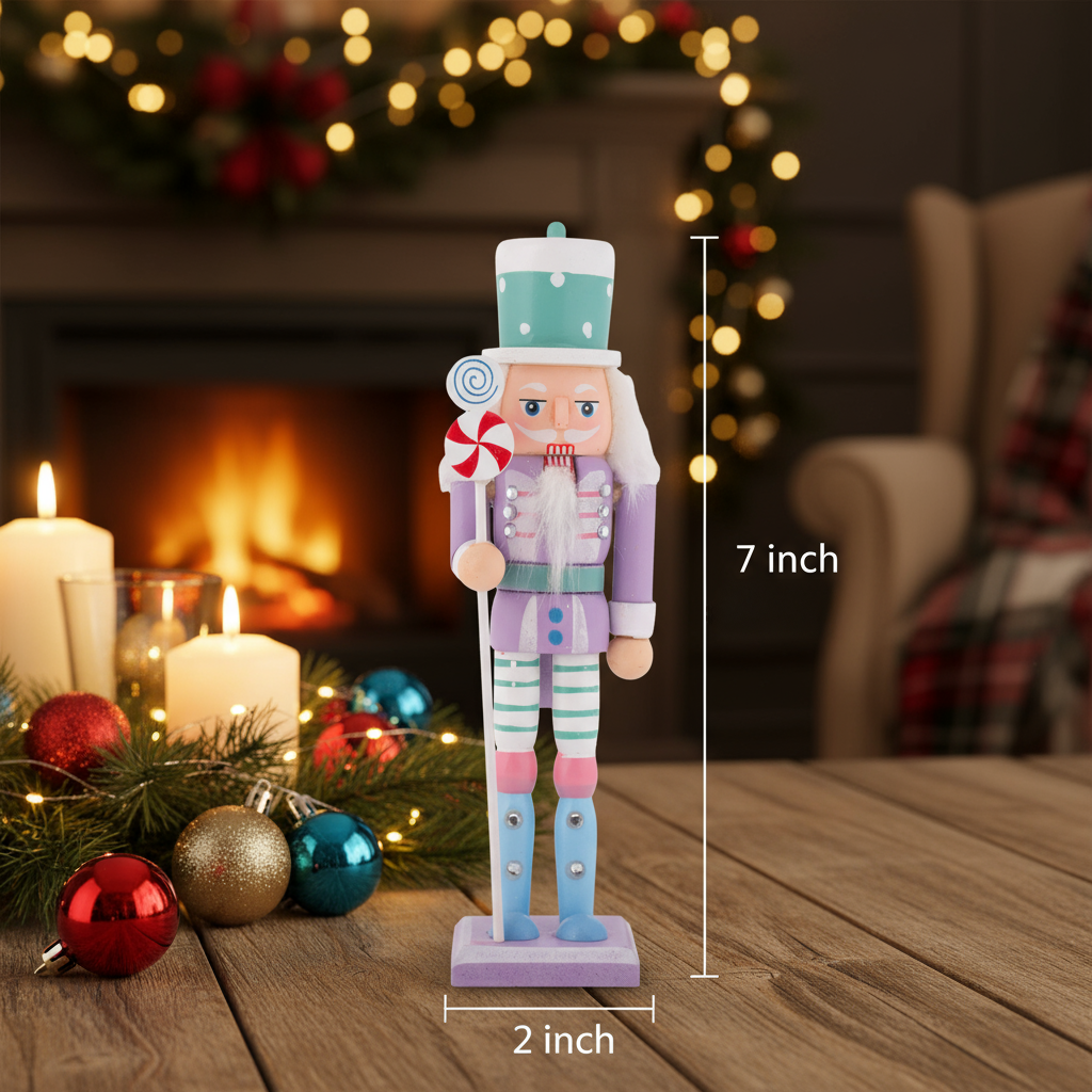 Nutcracker Soldier Ornament Pastel Purple 7inch X 2inch 1pc Box