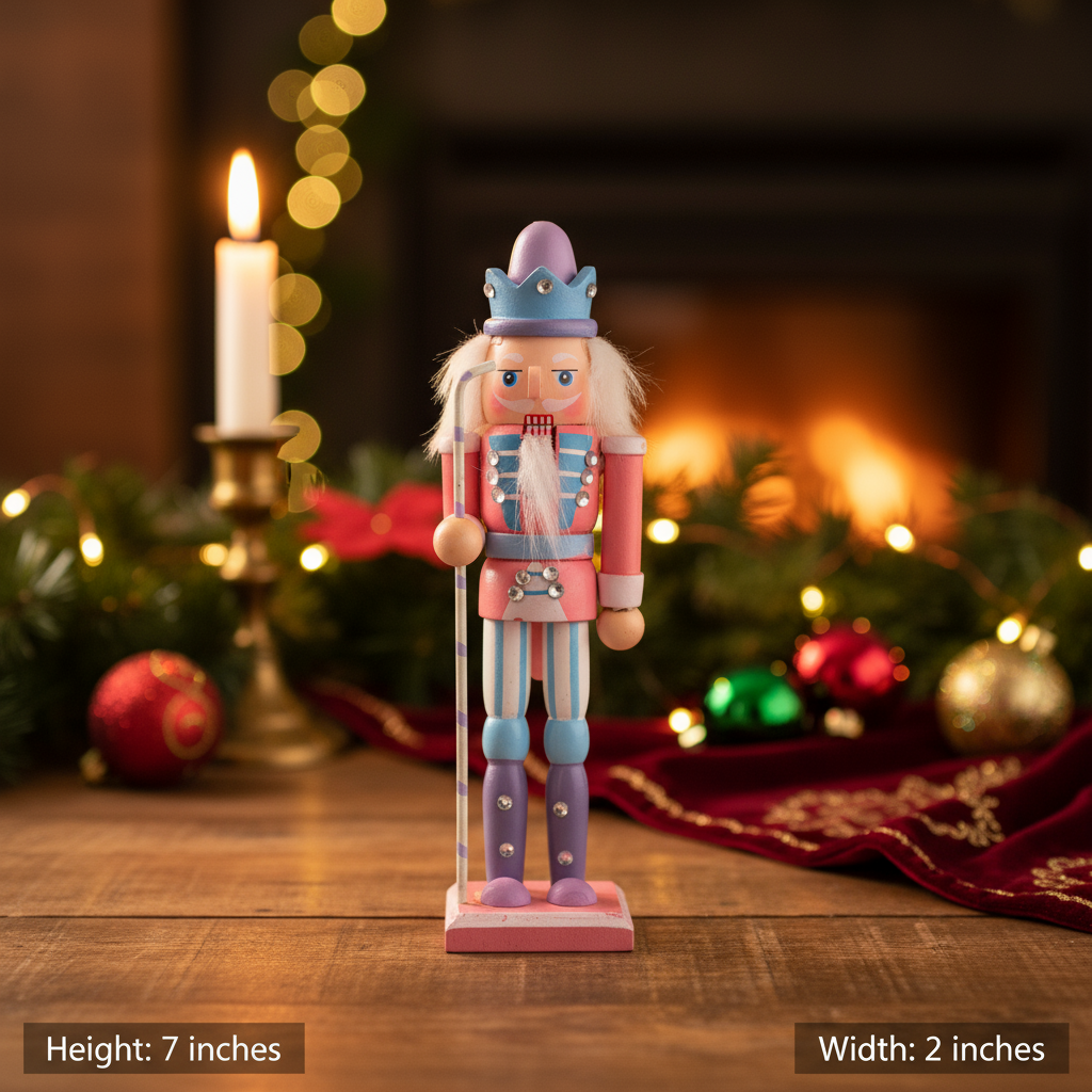Nutcracker Soldier Ornament Pastel Pink 7inch X 2inch 1pc Box