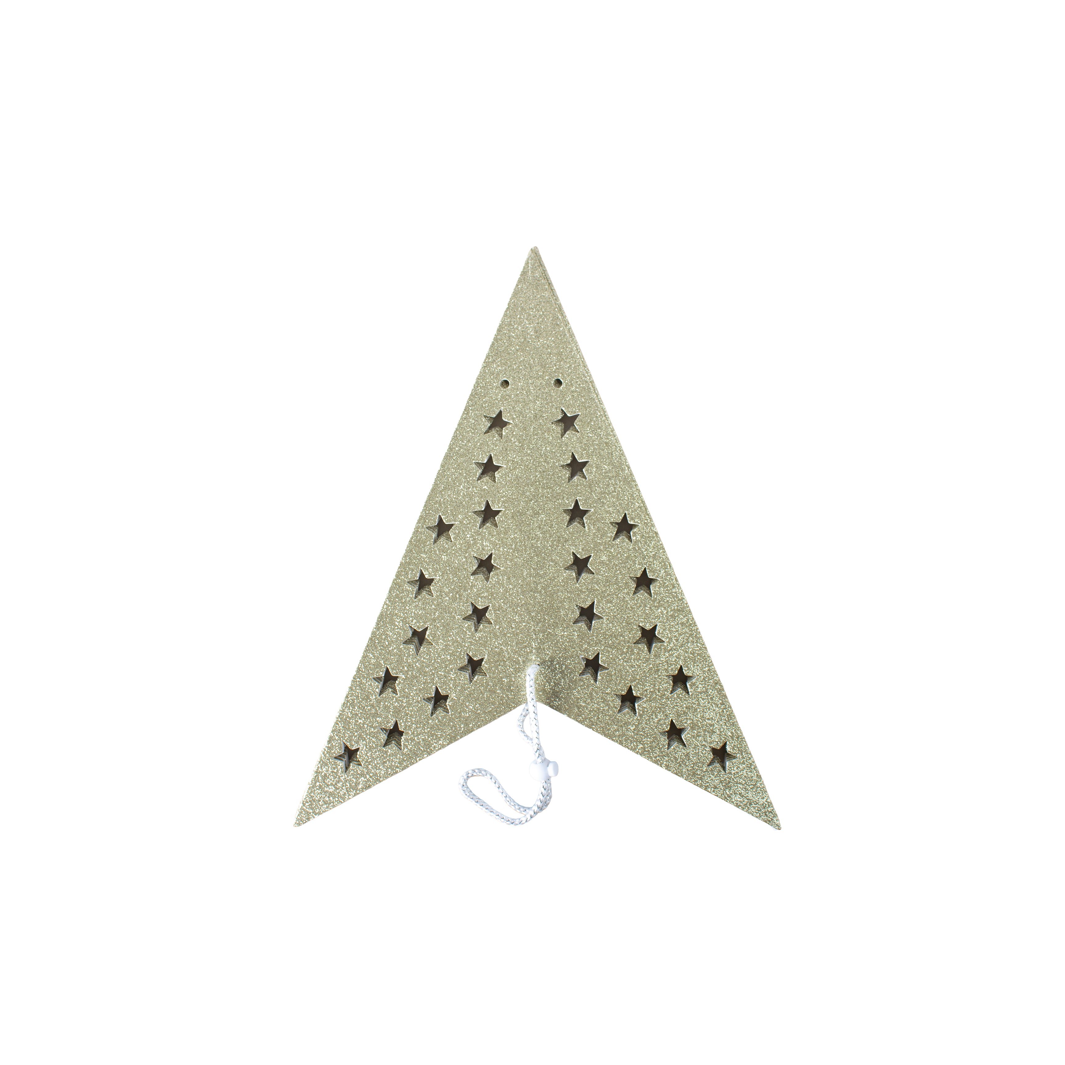 3D 5 Point Glitter Paper Star Hanging Ornament Star Shaped Holes 60cm 1pc