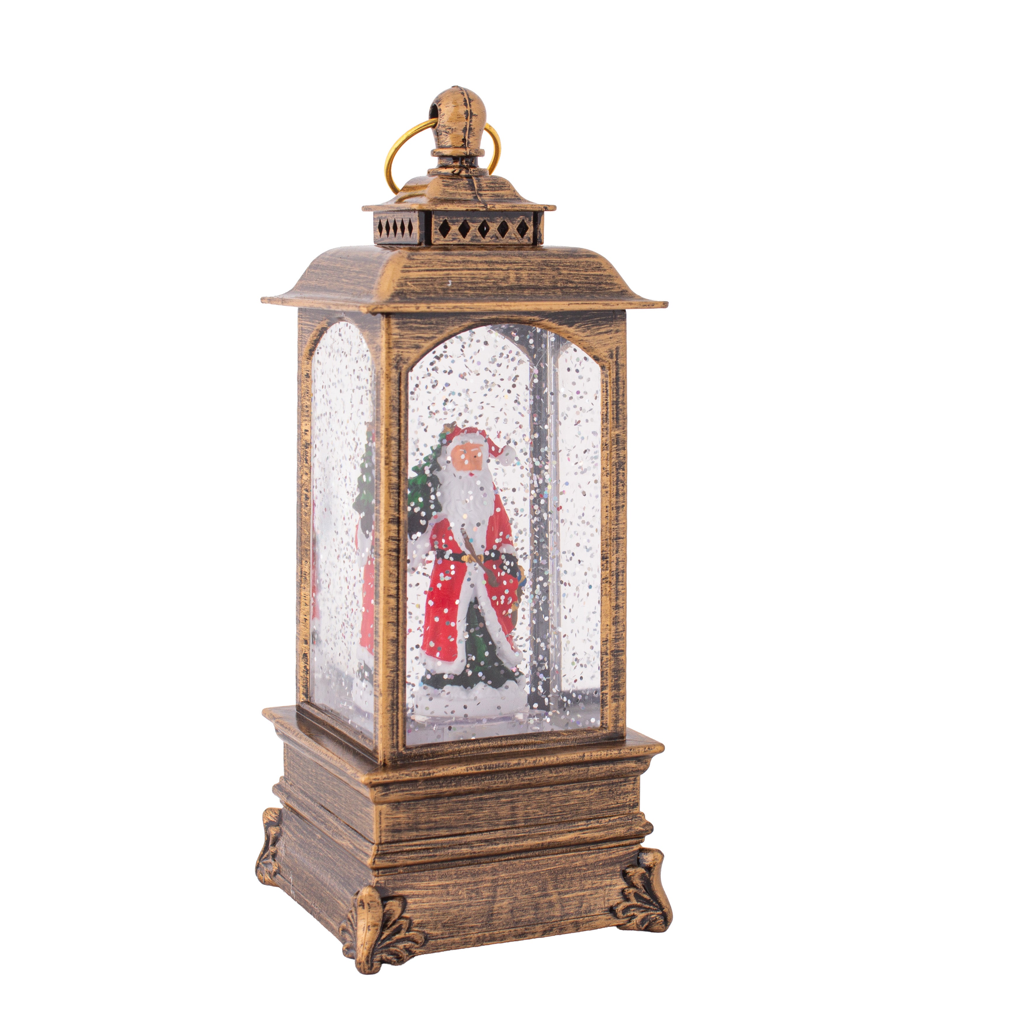 Christmas Light and Music Snow Lantern with Dancing Santa USB and Battery Powered H9inch X 3inch 1pc Box