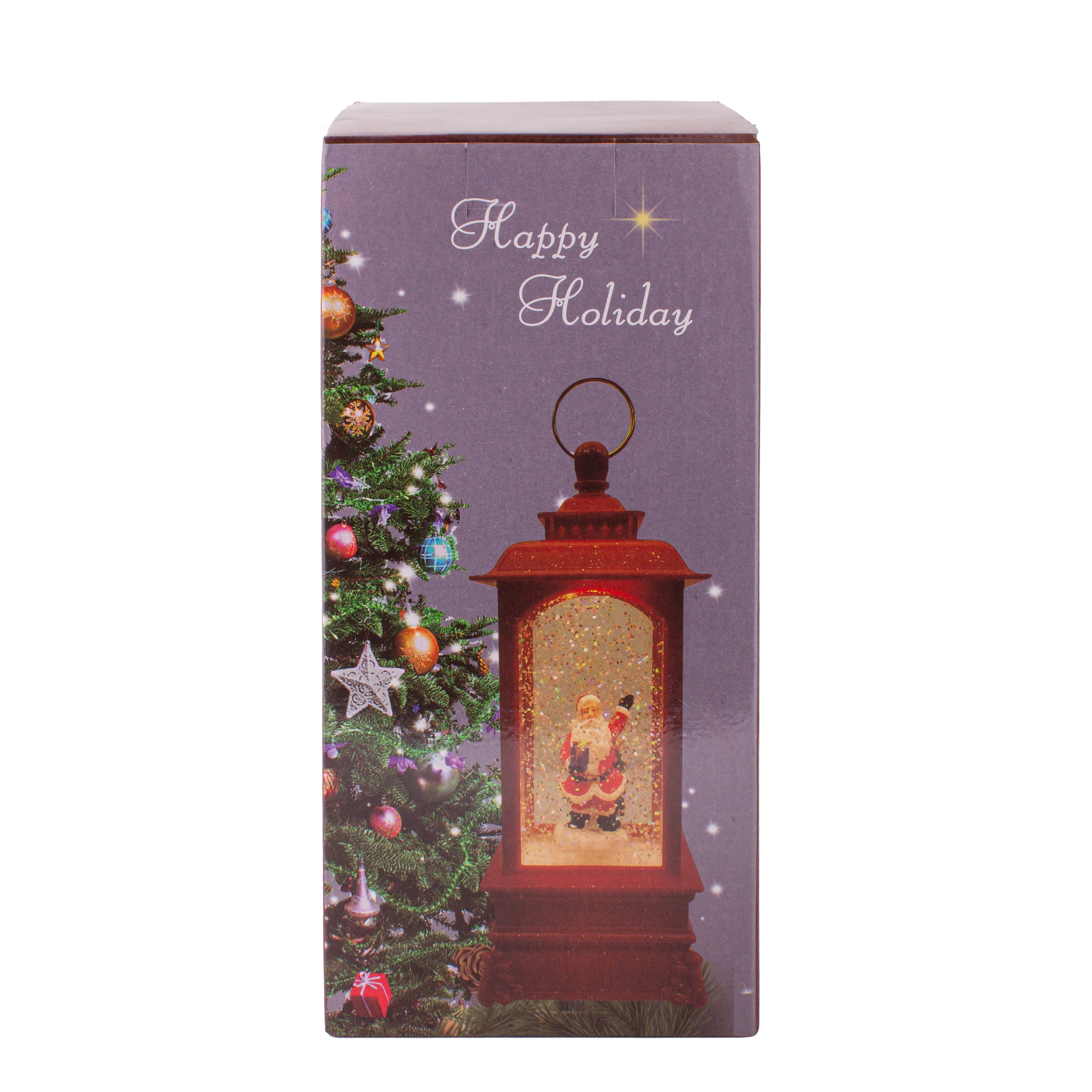 Christmas Light and Music Snow Lantern Santa with Lamp USB and Battery Powered H9inch X 3inch 1pc Box