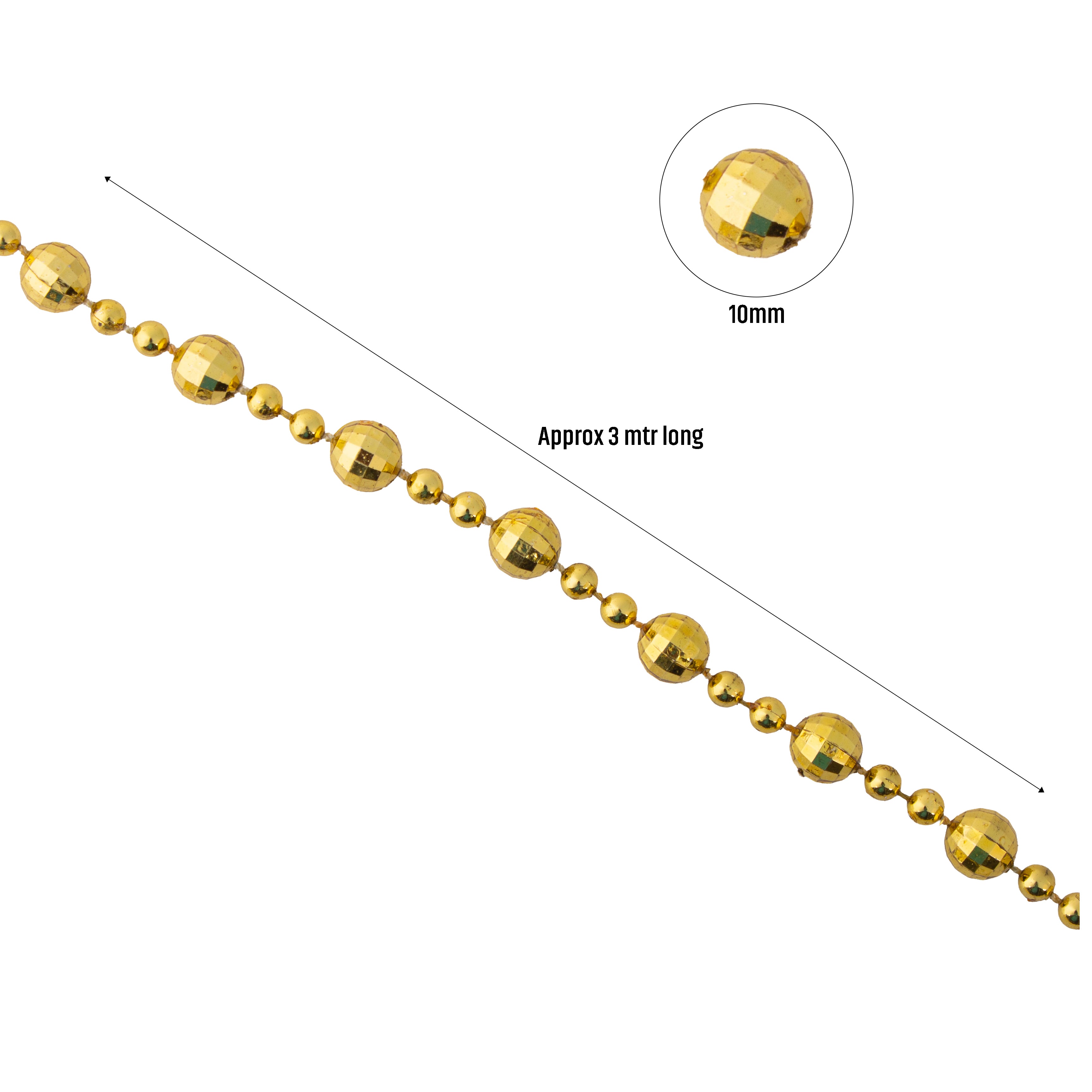 Christmas Bead Garland Gold 10mm 3Mtr Box
