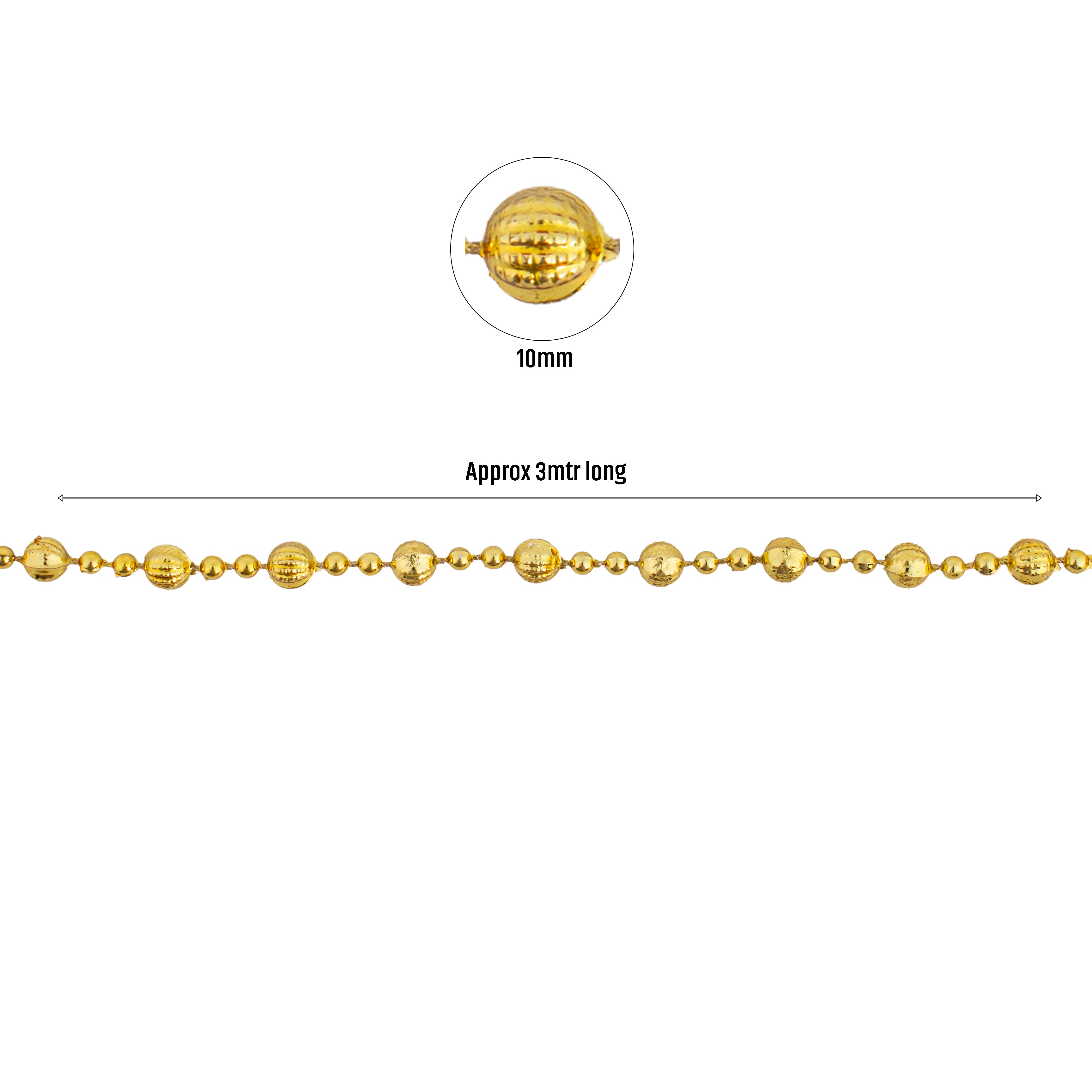 Christmas Disco Bead Gold 10mm 3Mtr Box