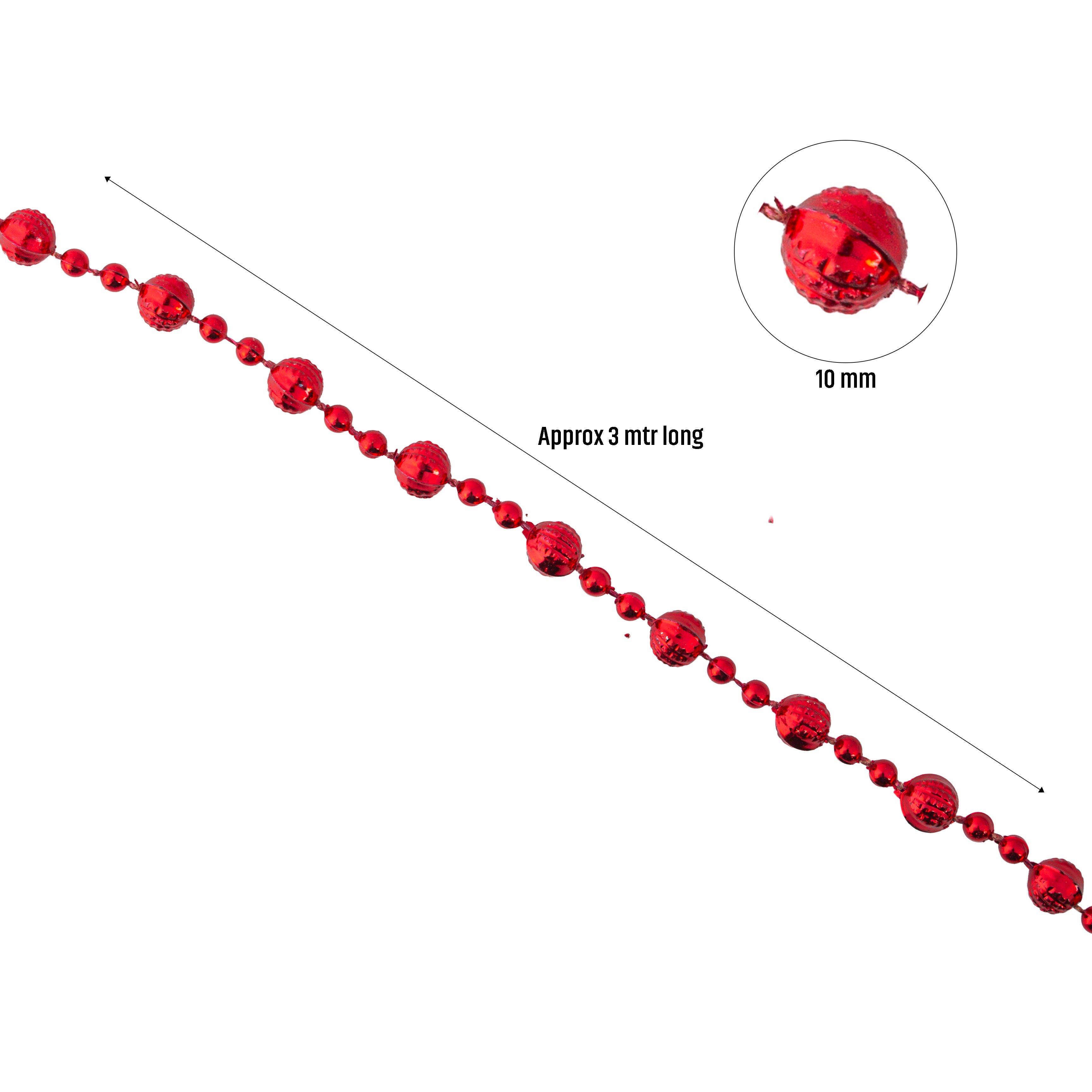 Christmas Disco Bead Red 10mm 3Mtr Box