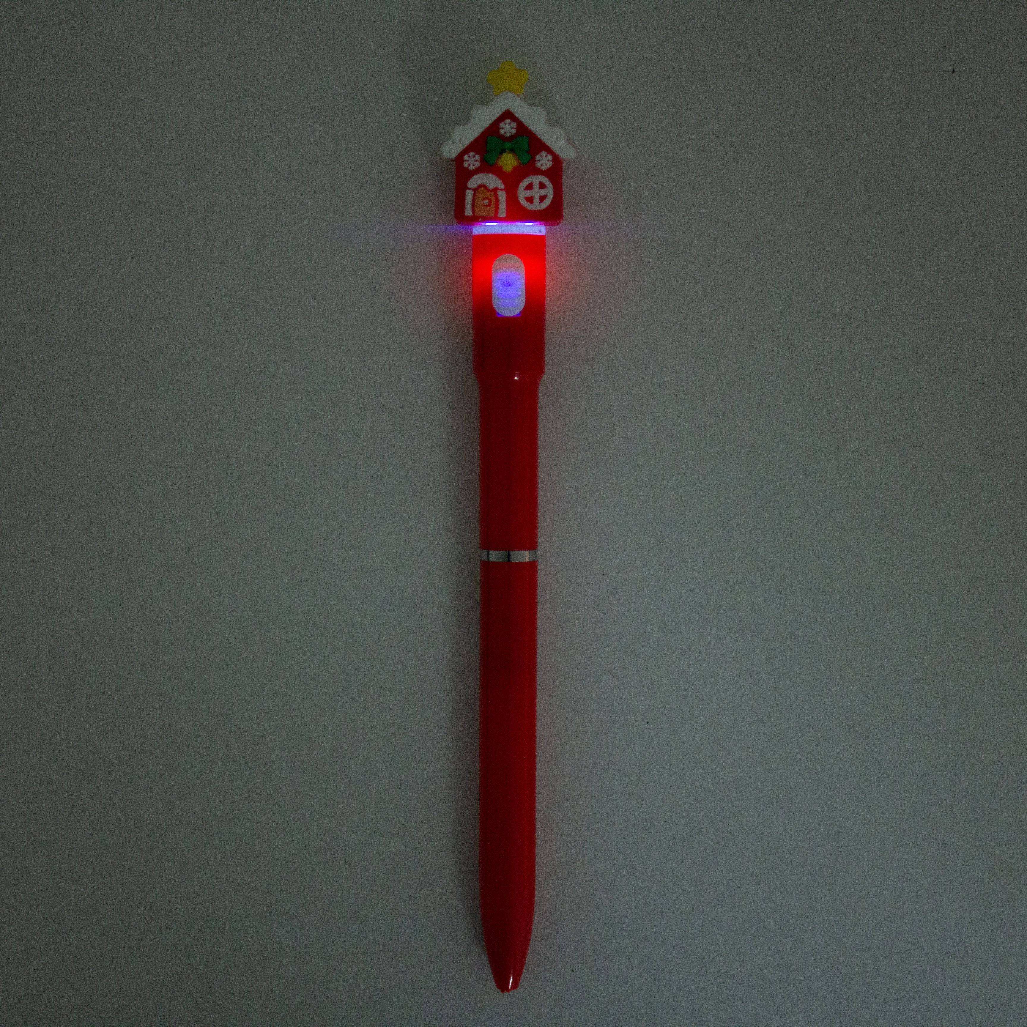 Christmas House Light up Blue Ballpoint Pen 0.7mm Tip 1pc