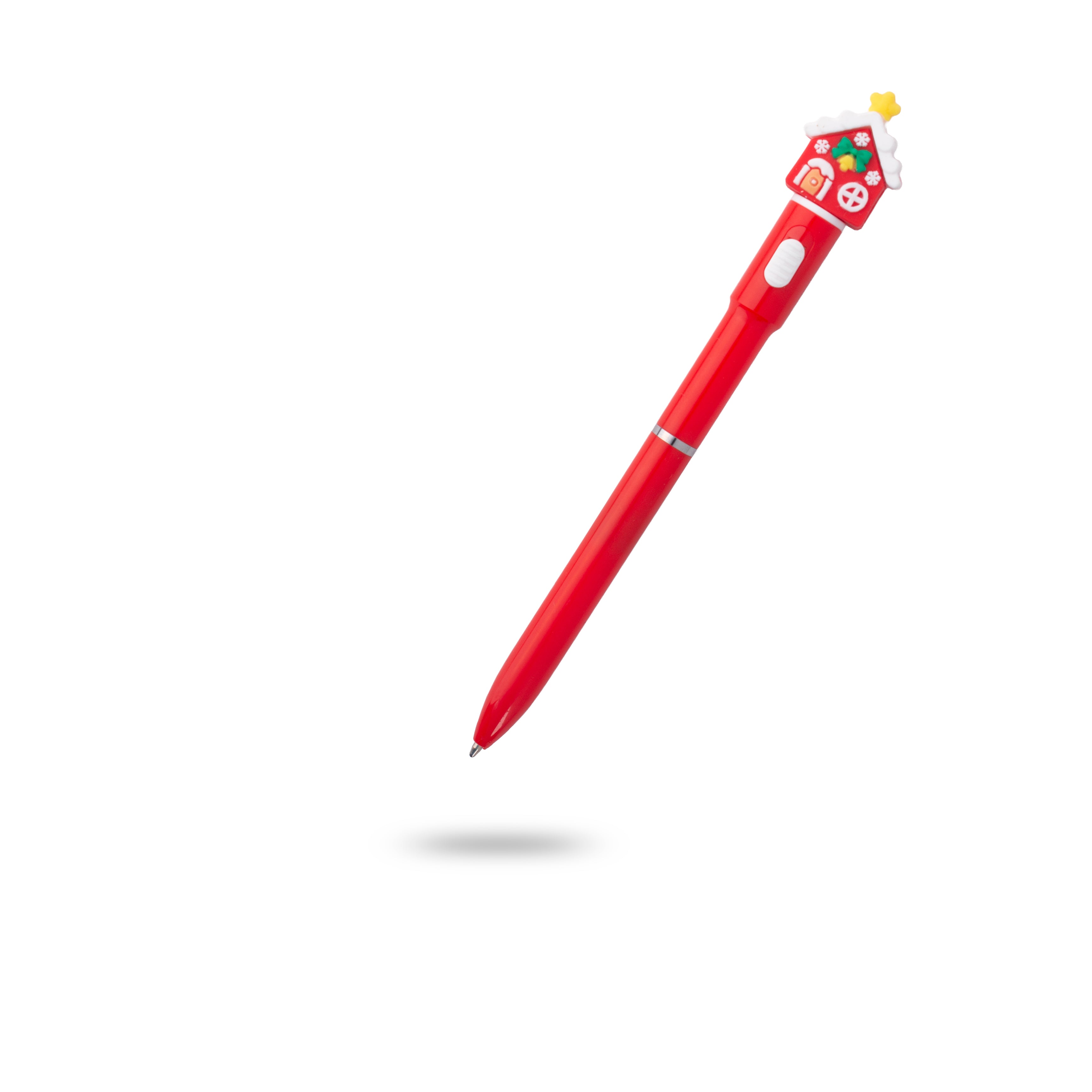 Christmas House Light up Blue Ballpoint Pen 0.7mm Tip 1pc